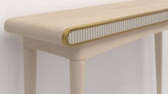Bleached Oak, Brass and Corian Gaia Console Table by Felice James Handmade in UK