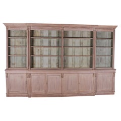 Bleached Oak Breakfront Library Bookcase