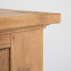 Bleached Oak Brutalist Side Cabinet, 2 Doors 1 Drawer, France, 1970s