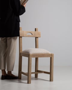Bleached Oak Chair, French Provincial Style, Vintage Design, 1970s