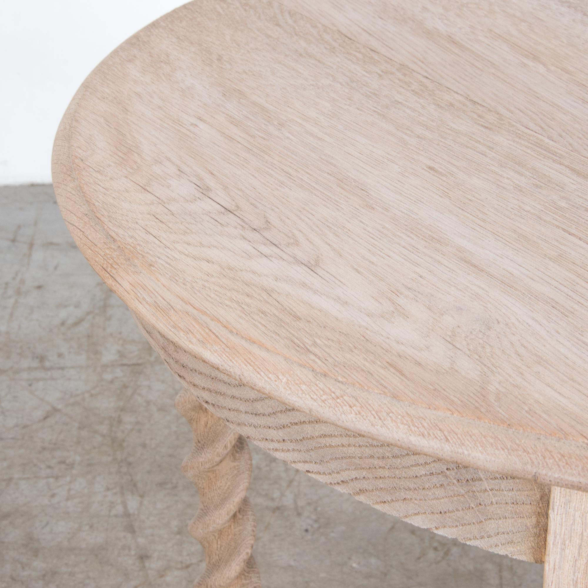 French Bleached Oak Columned Round Table