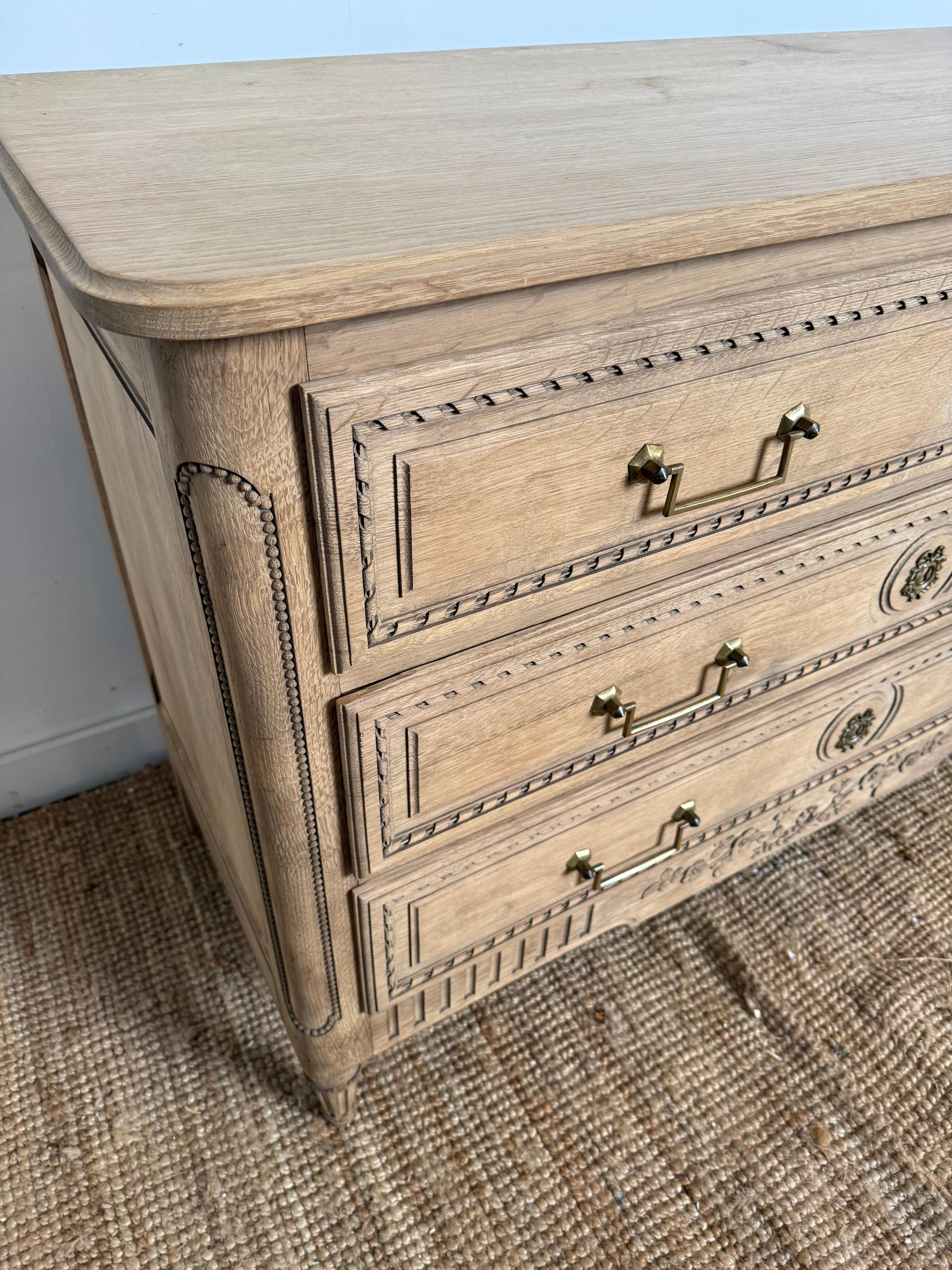 Bleached oak Commode in the Louis XVI style For Sale 4