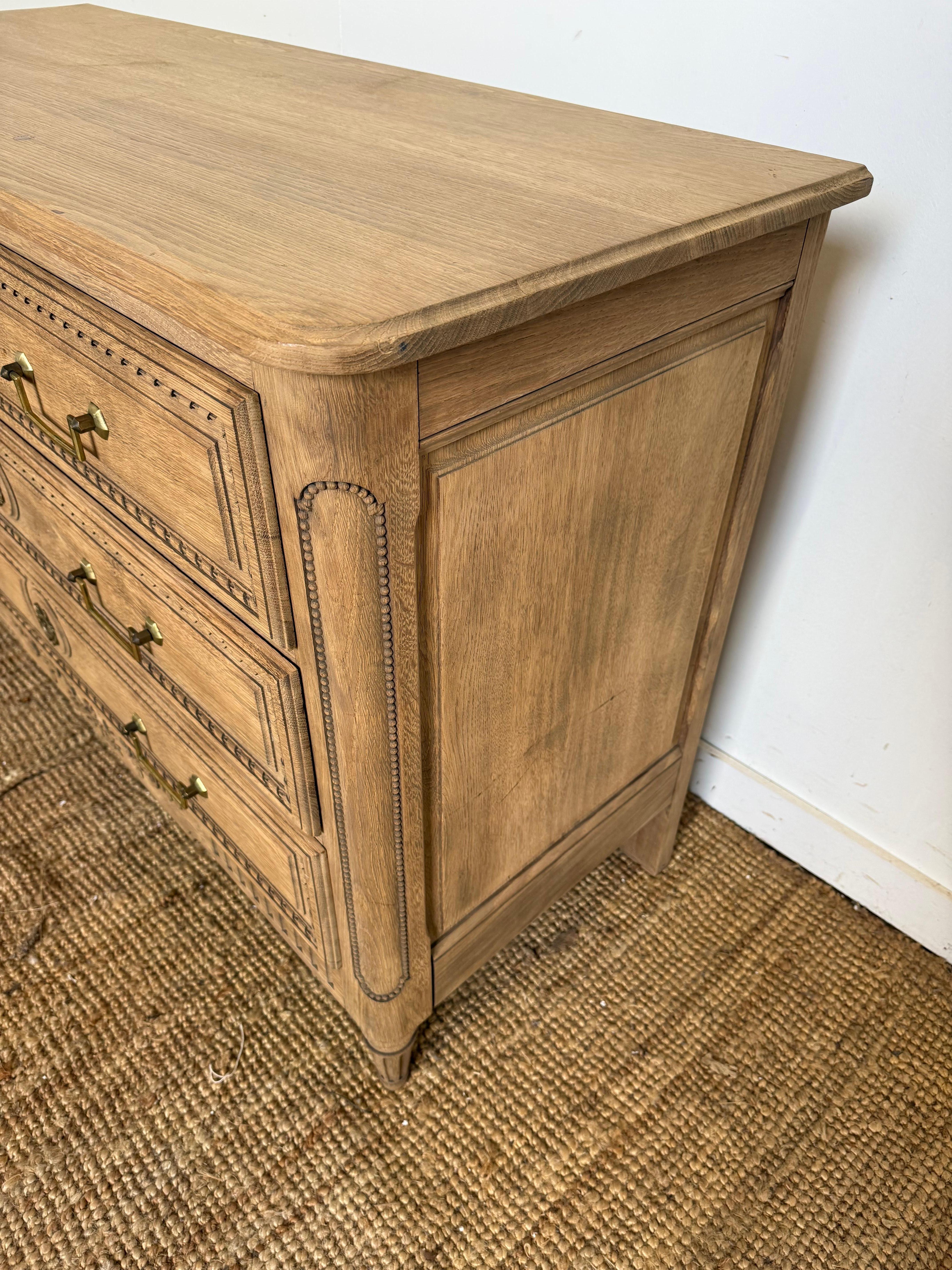 Oak Bleached oak Commode in the Louis XVI style For Sale