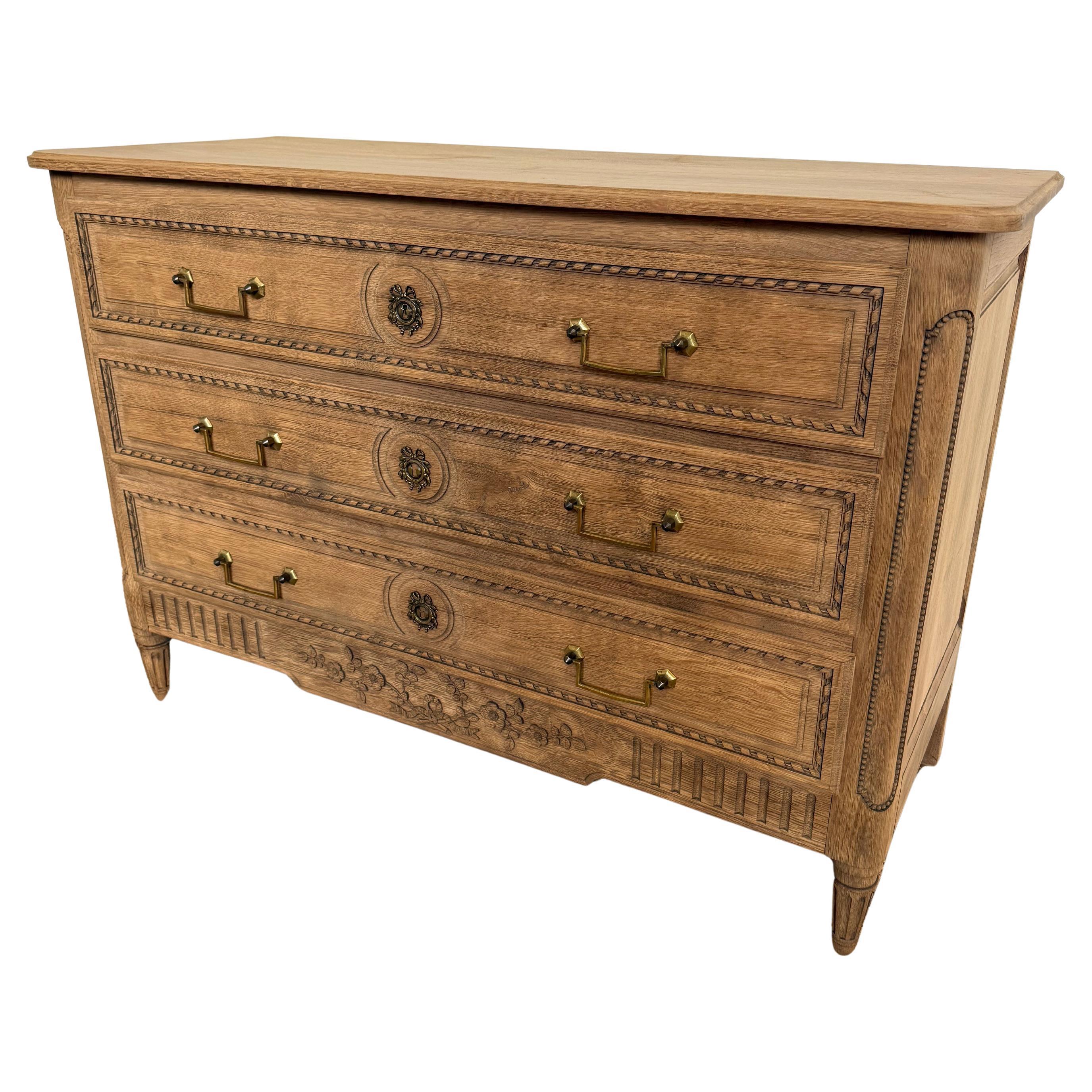 Bleached oak Commode in the Louis XVI style