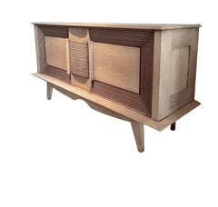 Bleached Oak Credenza By Charles Dudouy, France, 1940s