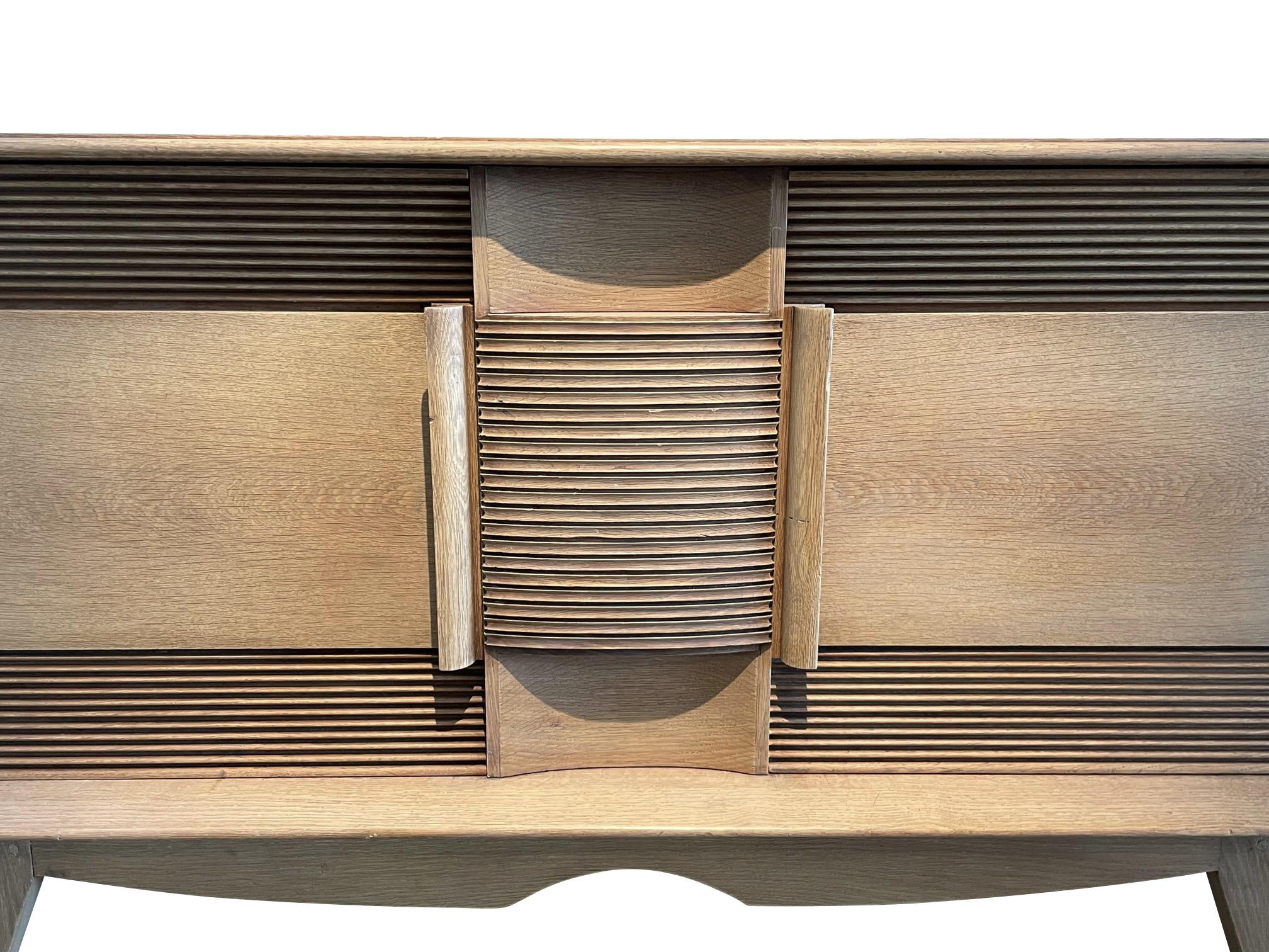Bleached Oak Credenza By Charles Dudouy, France, 1940s For Sale 1
