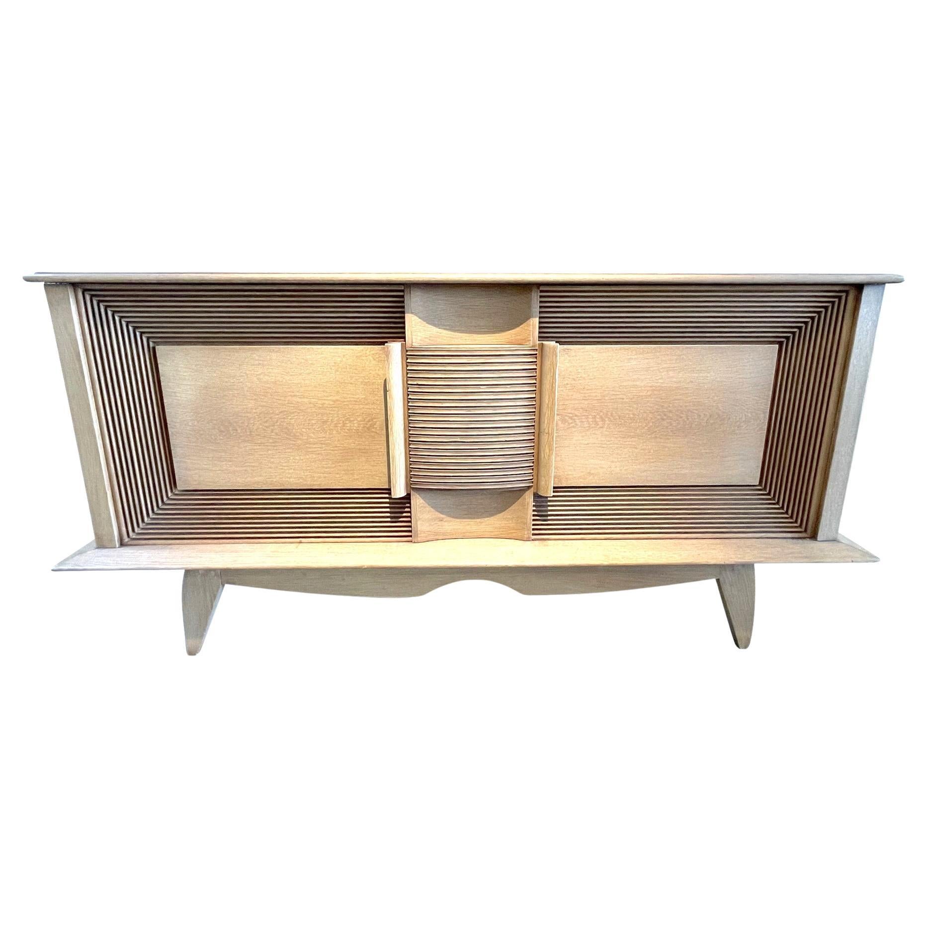 Bleached Oak Credenza By Charles Dudouy, France, 1940s For Sale