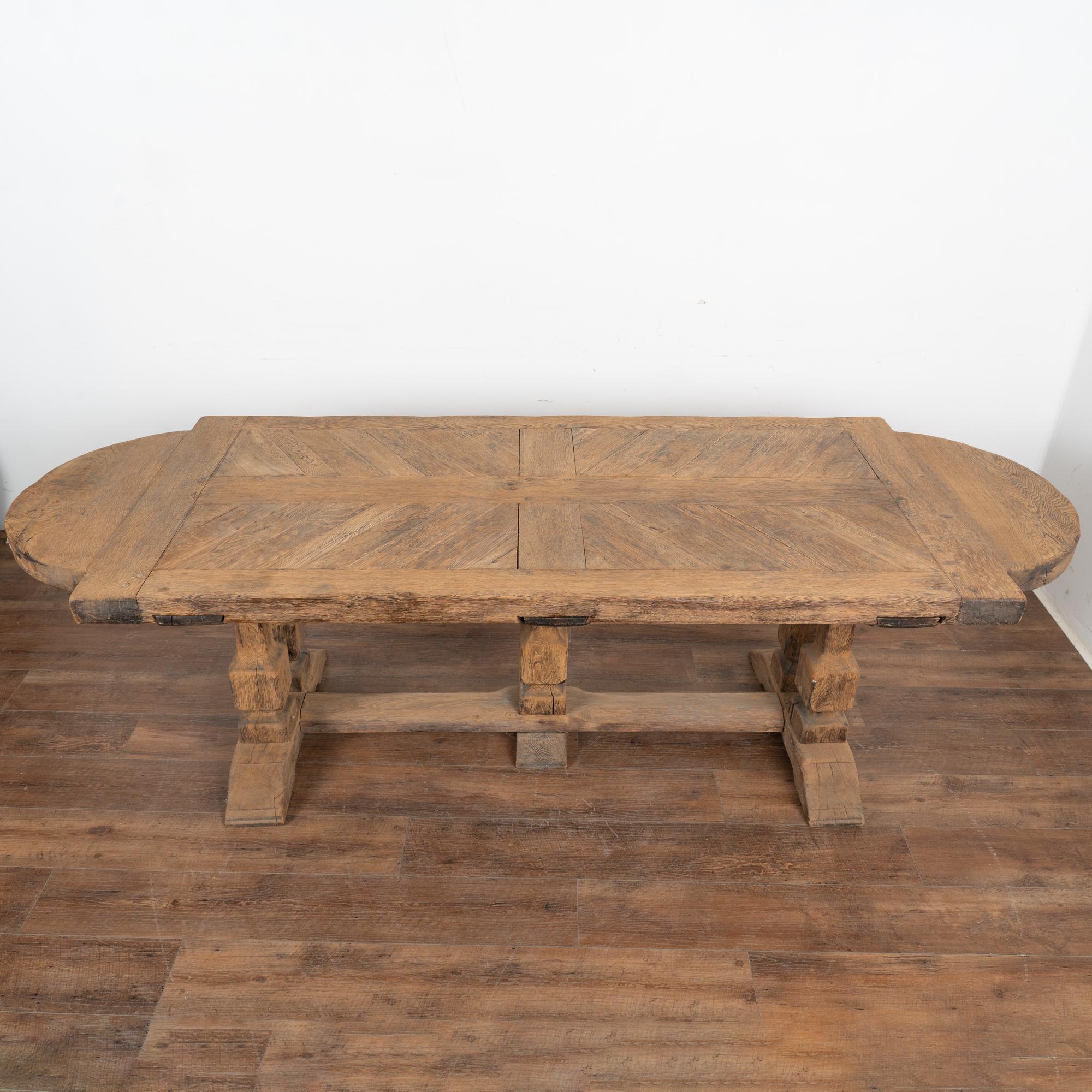 French Bleached Oak Dining Table, France circa 1920 For Sale