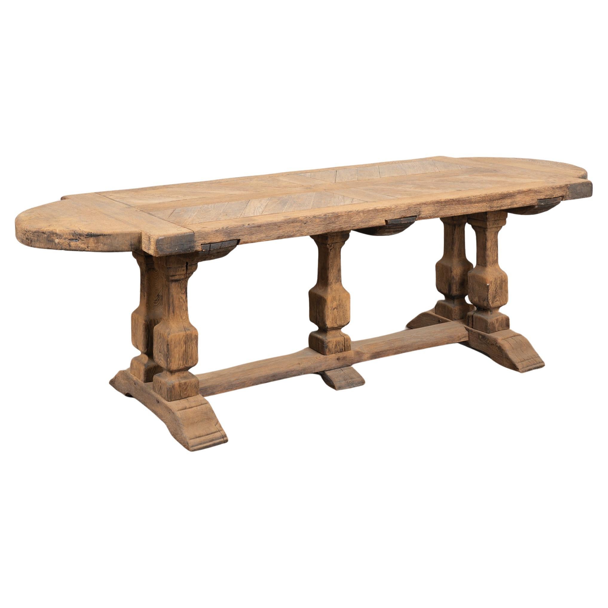 Bleached Oak Dining Table, France circa 1920 For Sale
