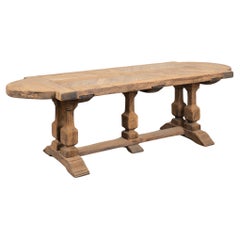 Antique Bleached Oak Dining Table, France circa 1920