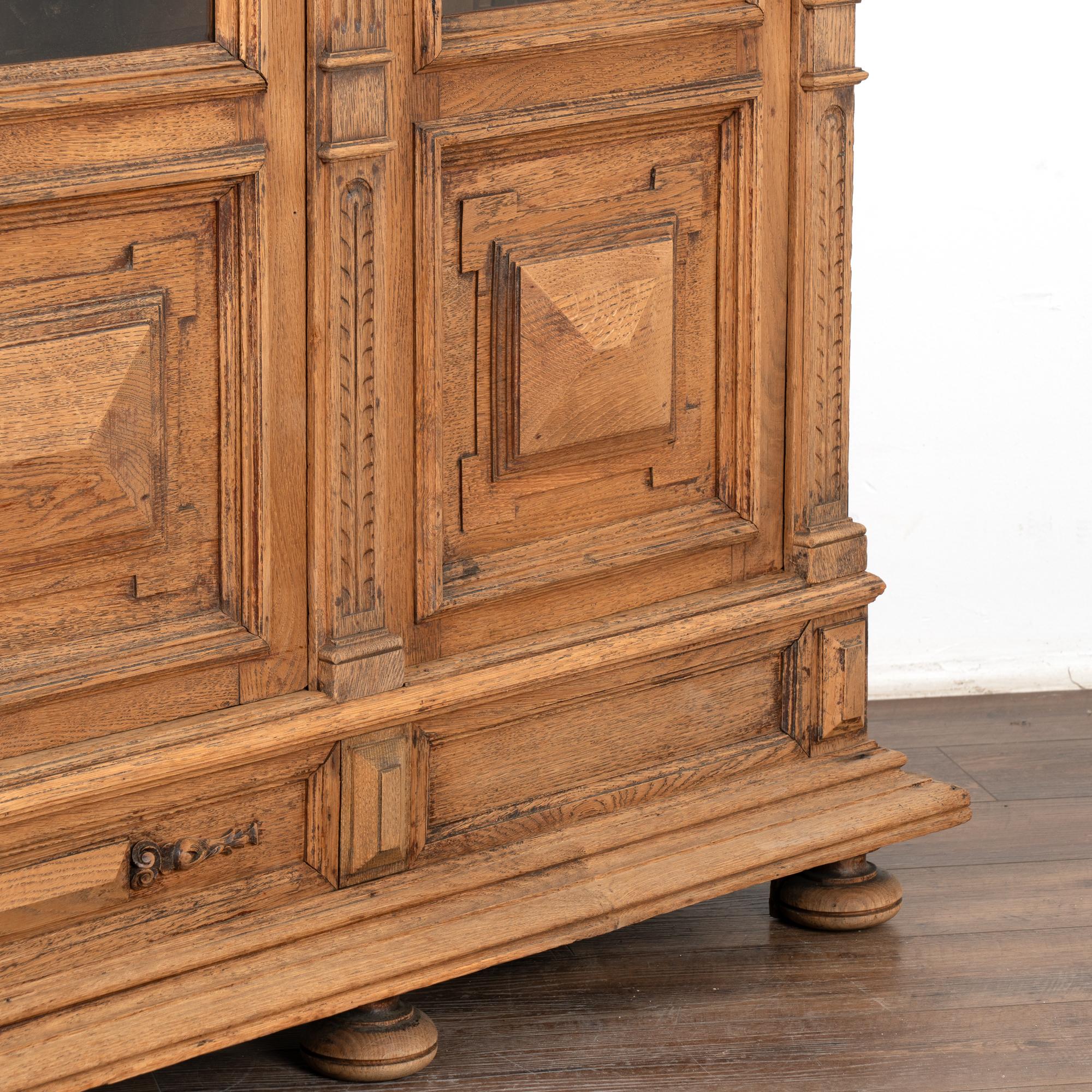 Bleached Oak Display Cabinet Bookcase With Adjustable Shelves France circa 1900s 6