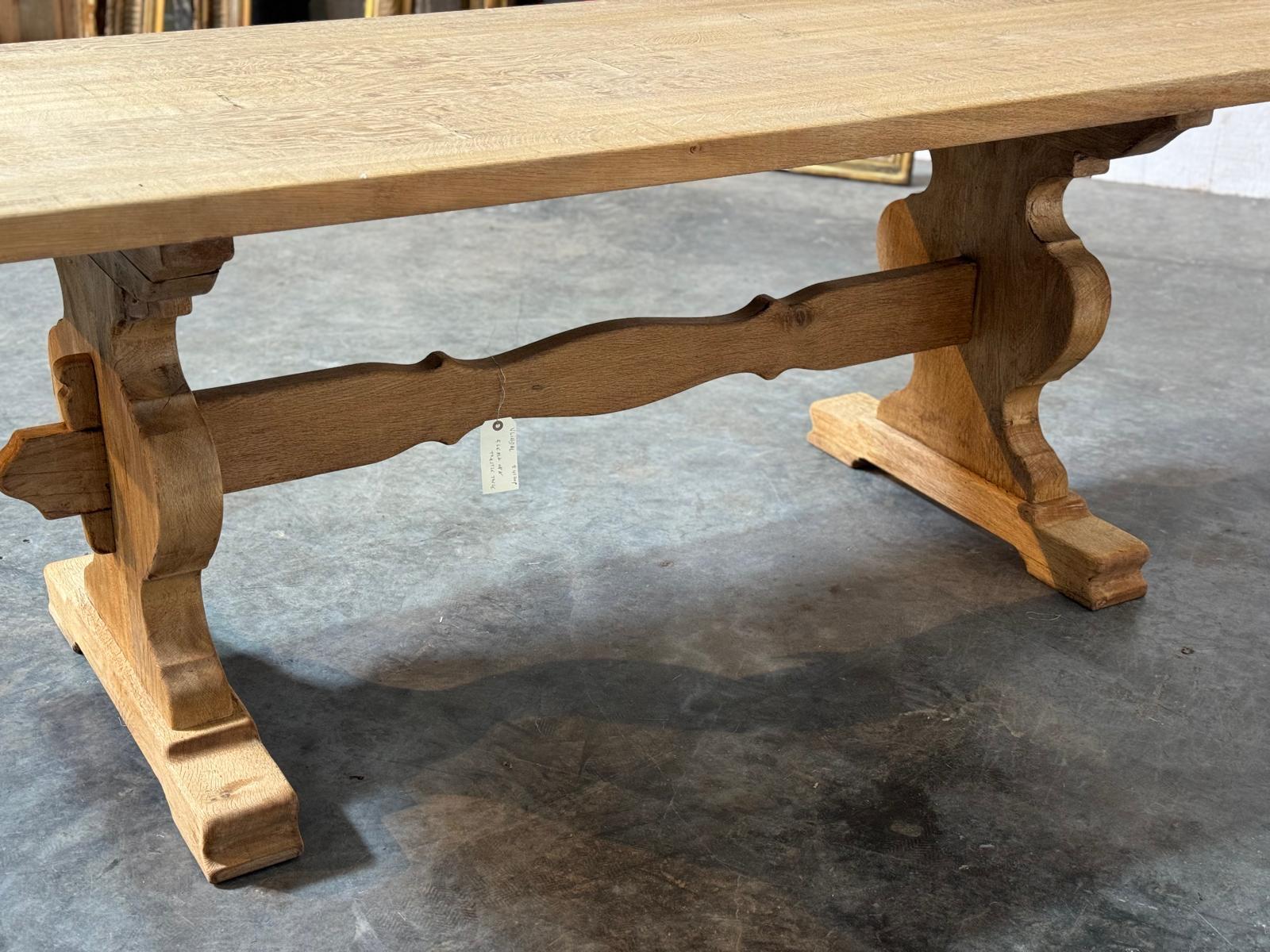 Bleached Oak Farmhouse Dining Table For Sale 8