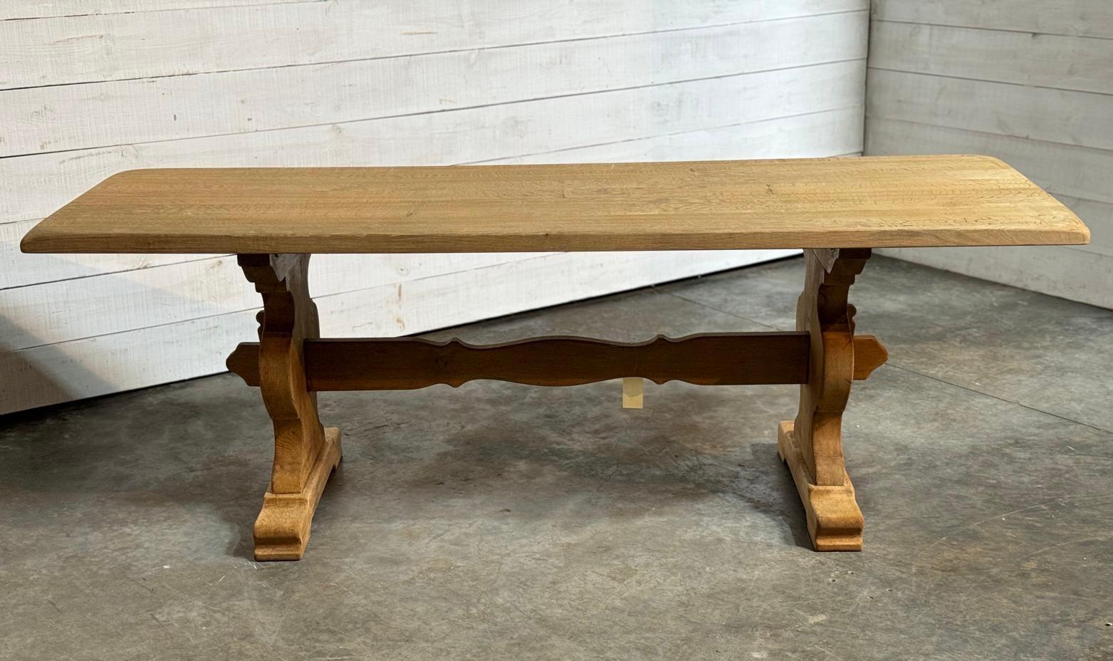 Bleached Oak Farmhouse Dining Table For Sale 9