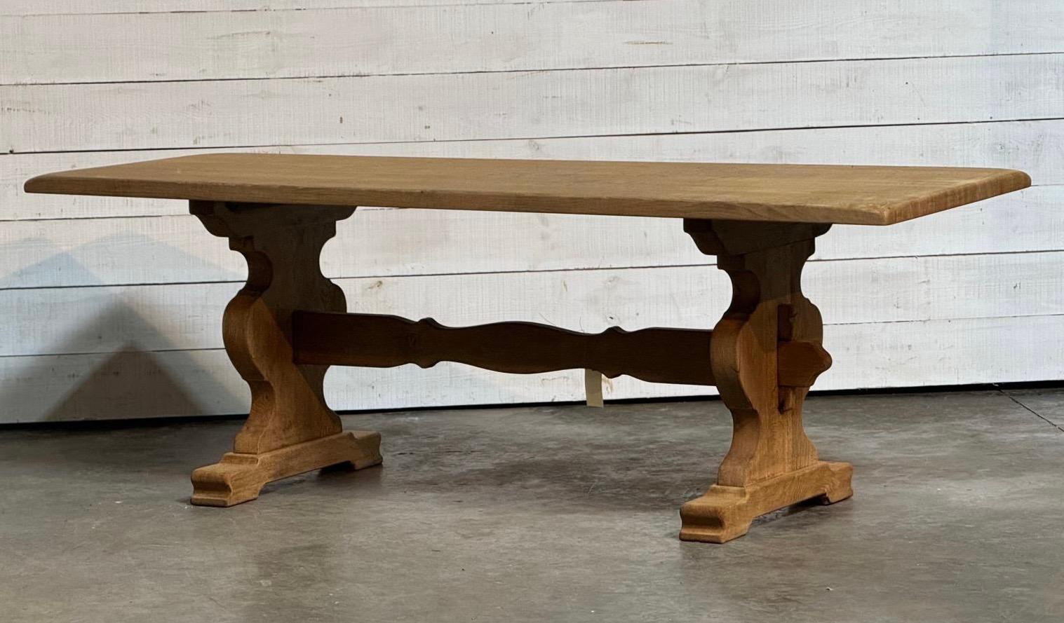 Bleached Oak Farmhouse Dining Table For Sale 10