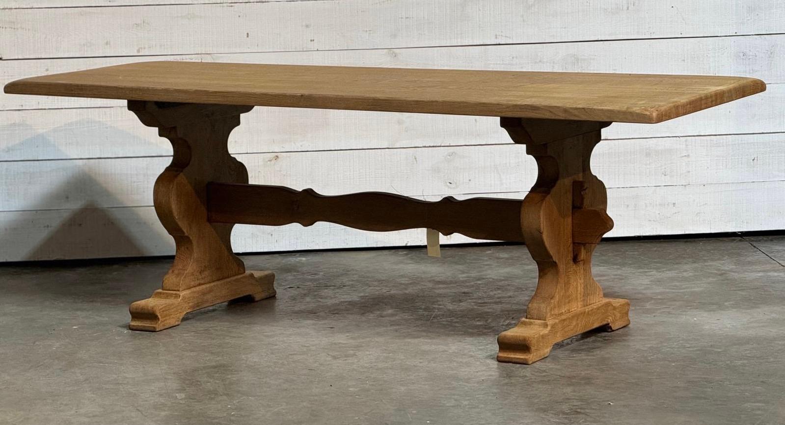 Bleached Oak Farmhouse Dining Table For Sale 11