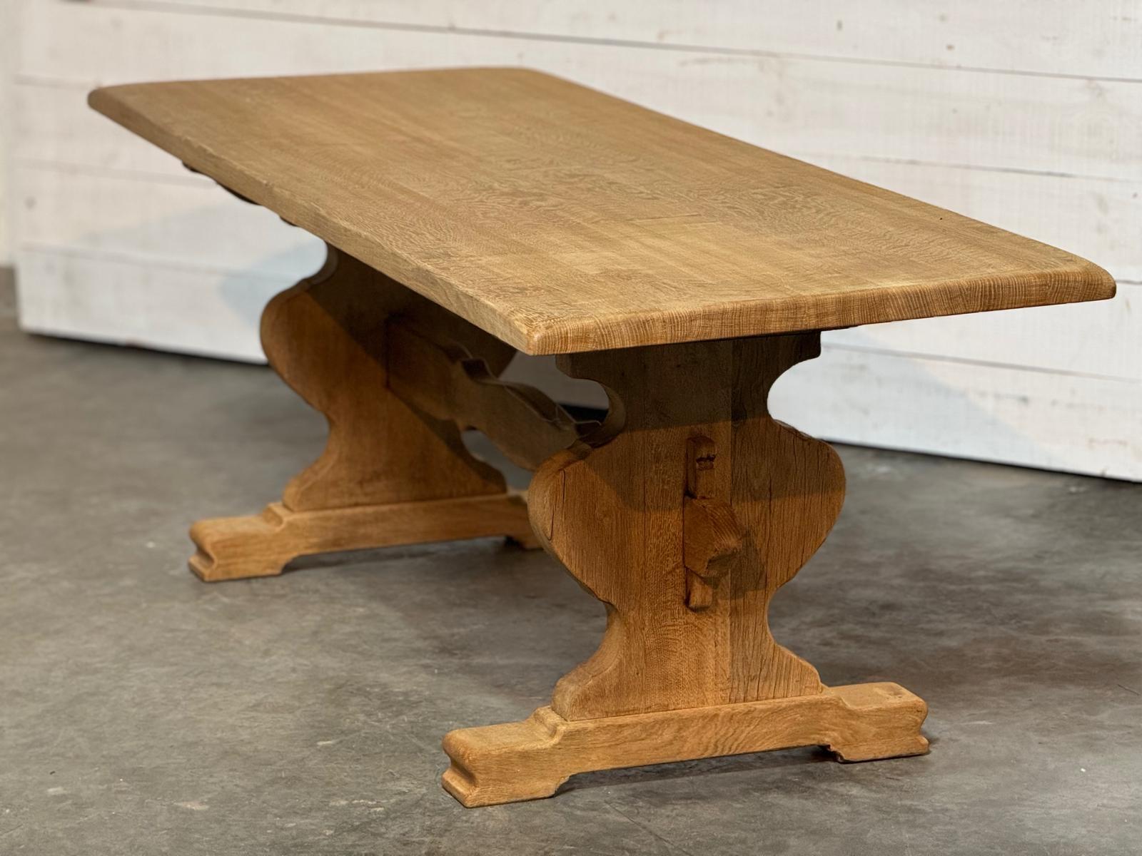 20th Century Bleached Oak Farmhouse Dining Table For Sale