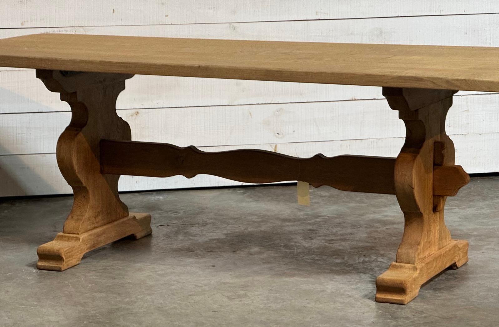 Bleached Oak Farmhouse Dining Table For Sale 1
