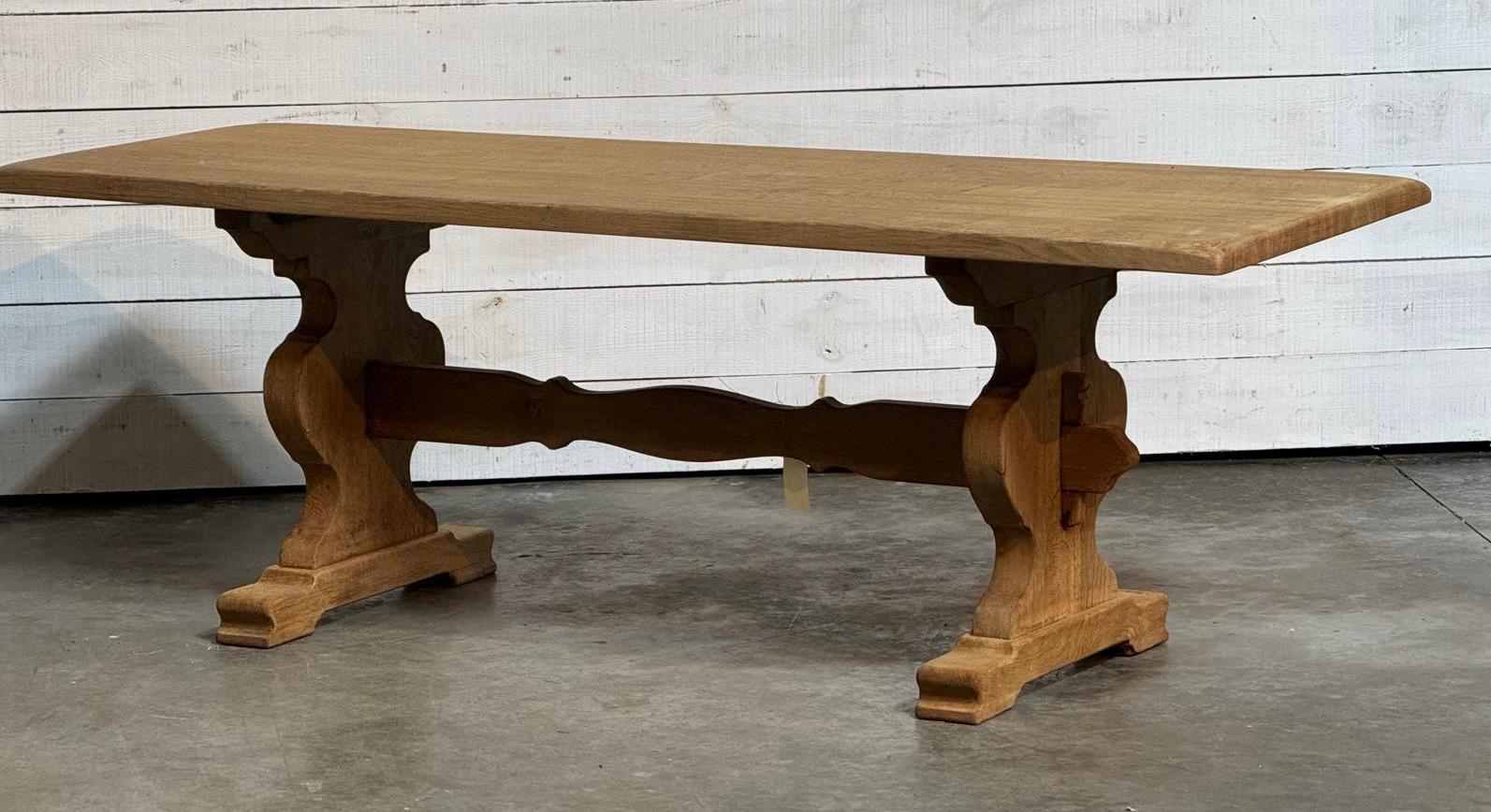 Bleached Oak Farmhouse Dining Table For Sale 2