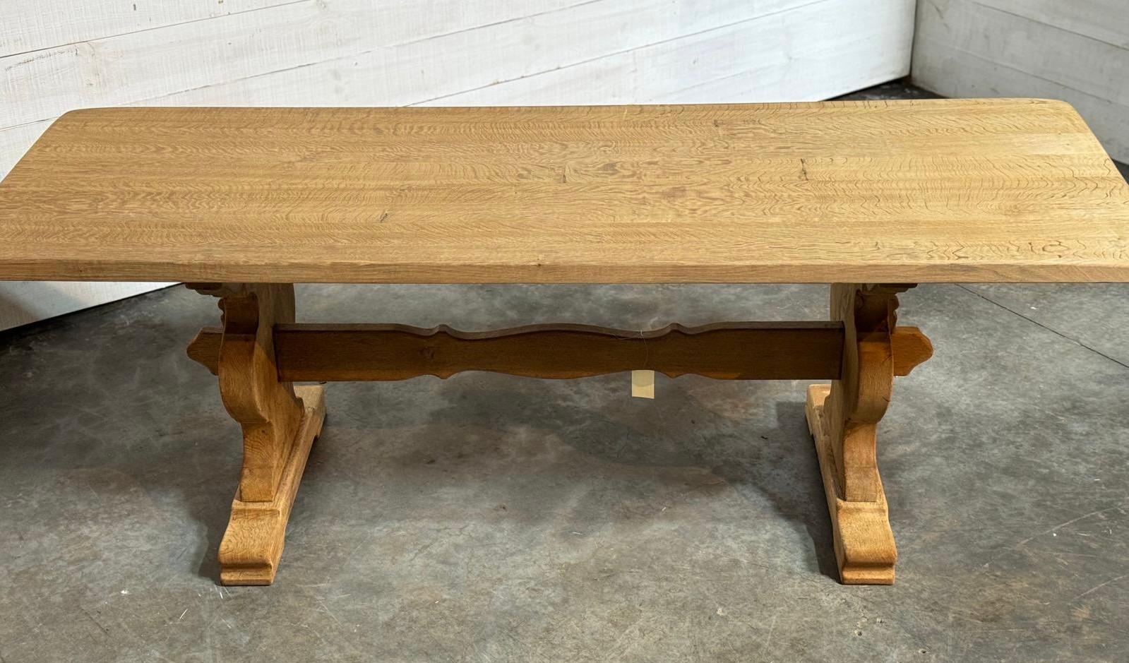Bleached Oak Farmhouse Dining Table For Sale 4