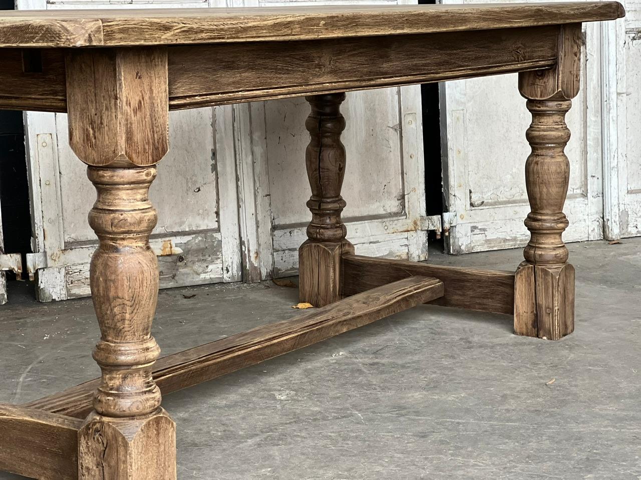 Bleached Oak Farmhouse Dining Table with Extensions 7