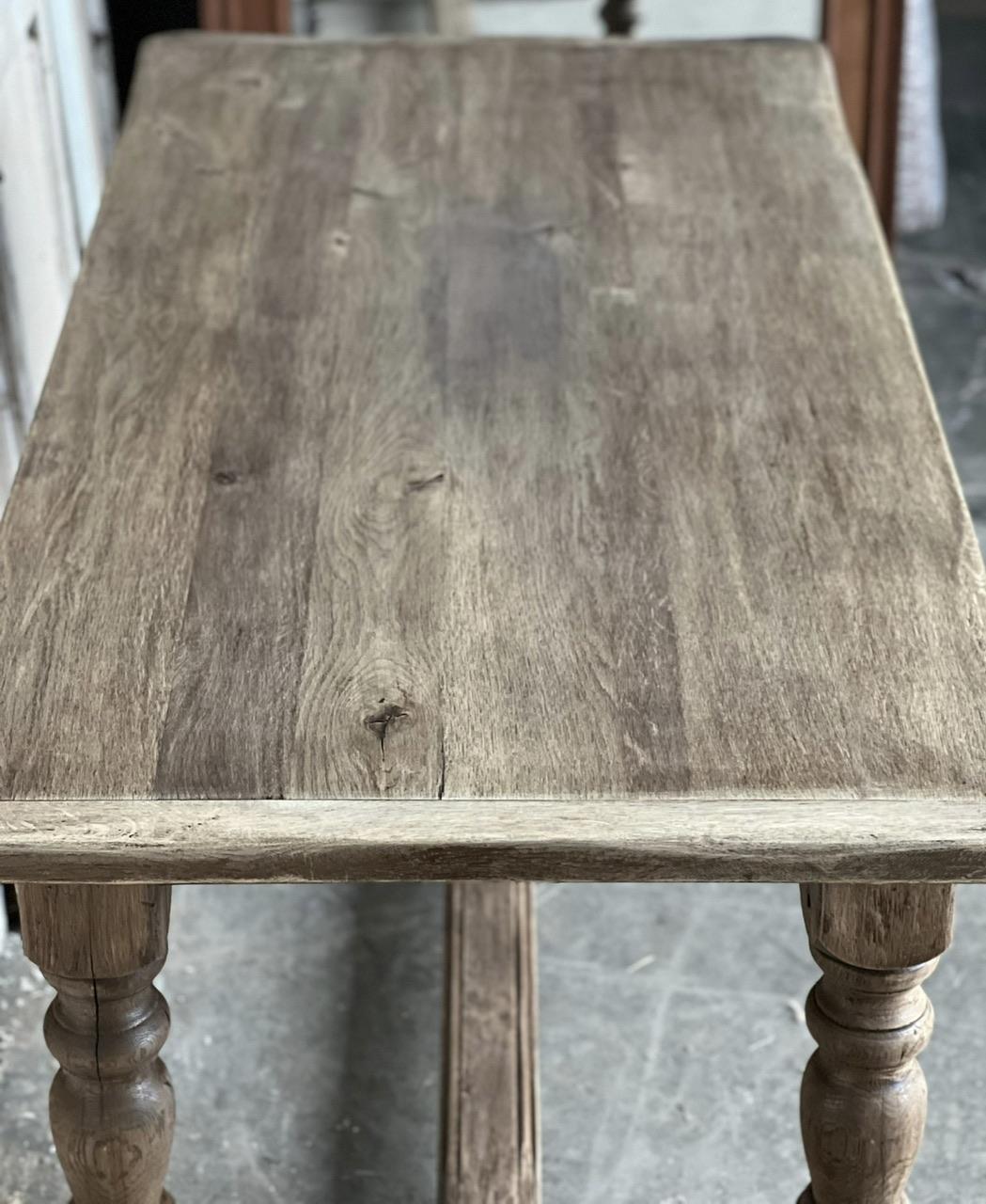 French Provincial Bleached Oak Farmhouse Dining Table with Extensions