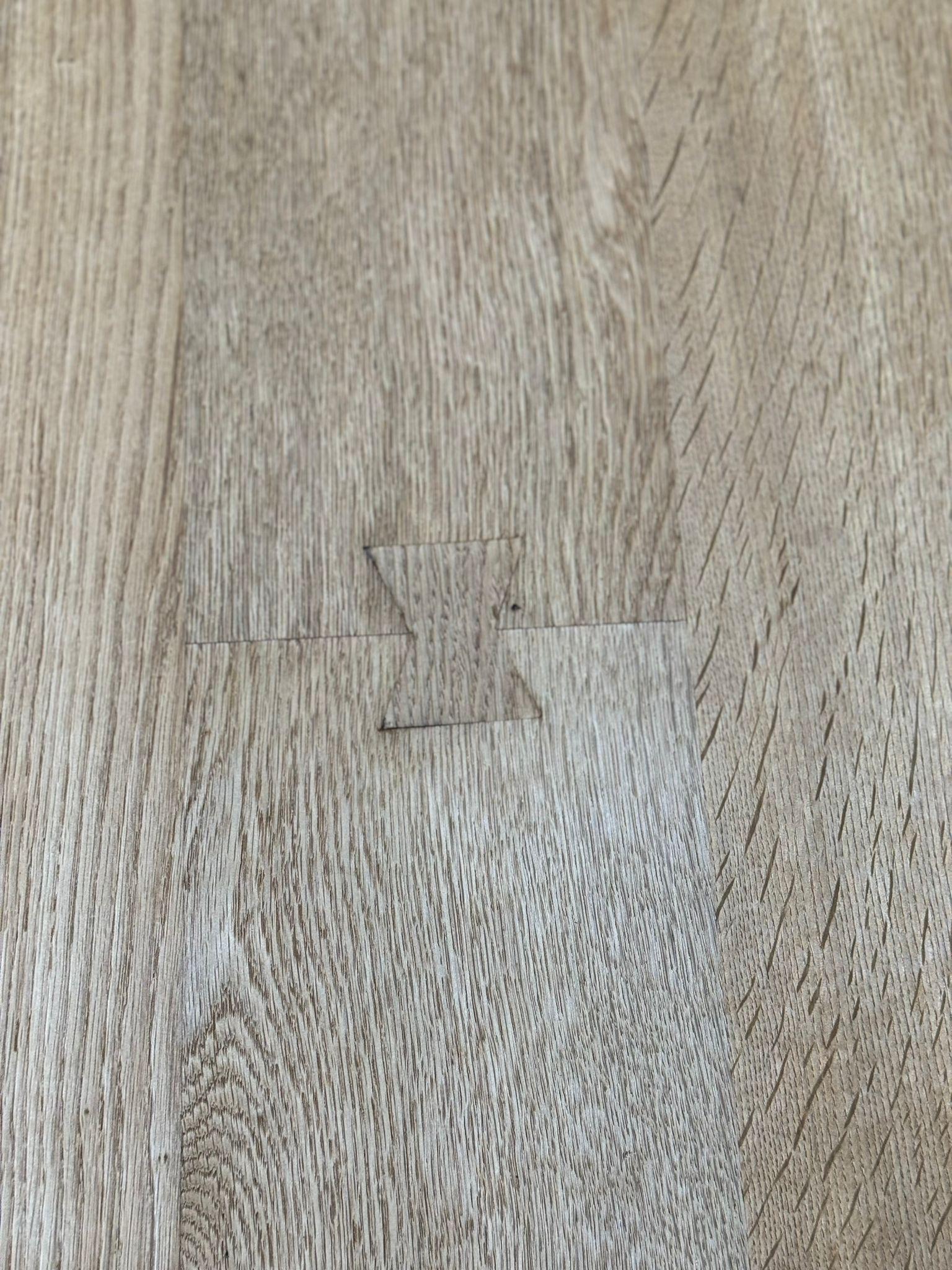 Bleached Oak Farmhouse Kitchen Dining Table with Drawer For Sale 9