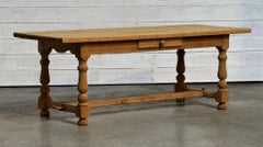 Bleached Oak Farmhouse Kitchen Dining Table with Drawer
