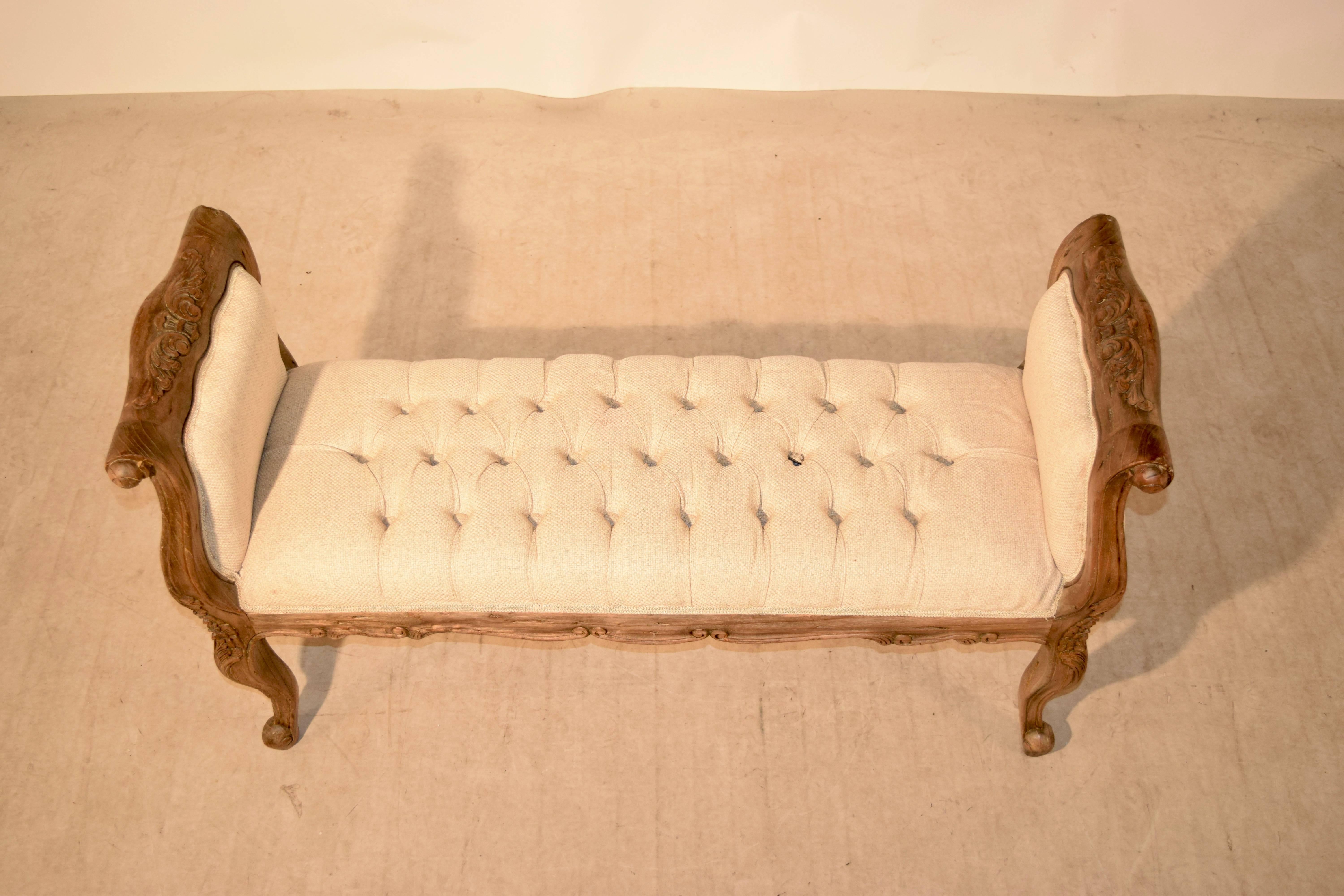 Bleached Oak French Bench, circa 1920 In Good Condition In High Point, NC
