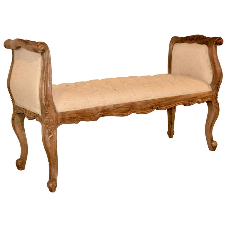Bleached Oak French Bench, circa 1920 at 1stDibs
