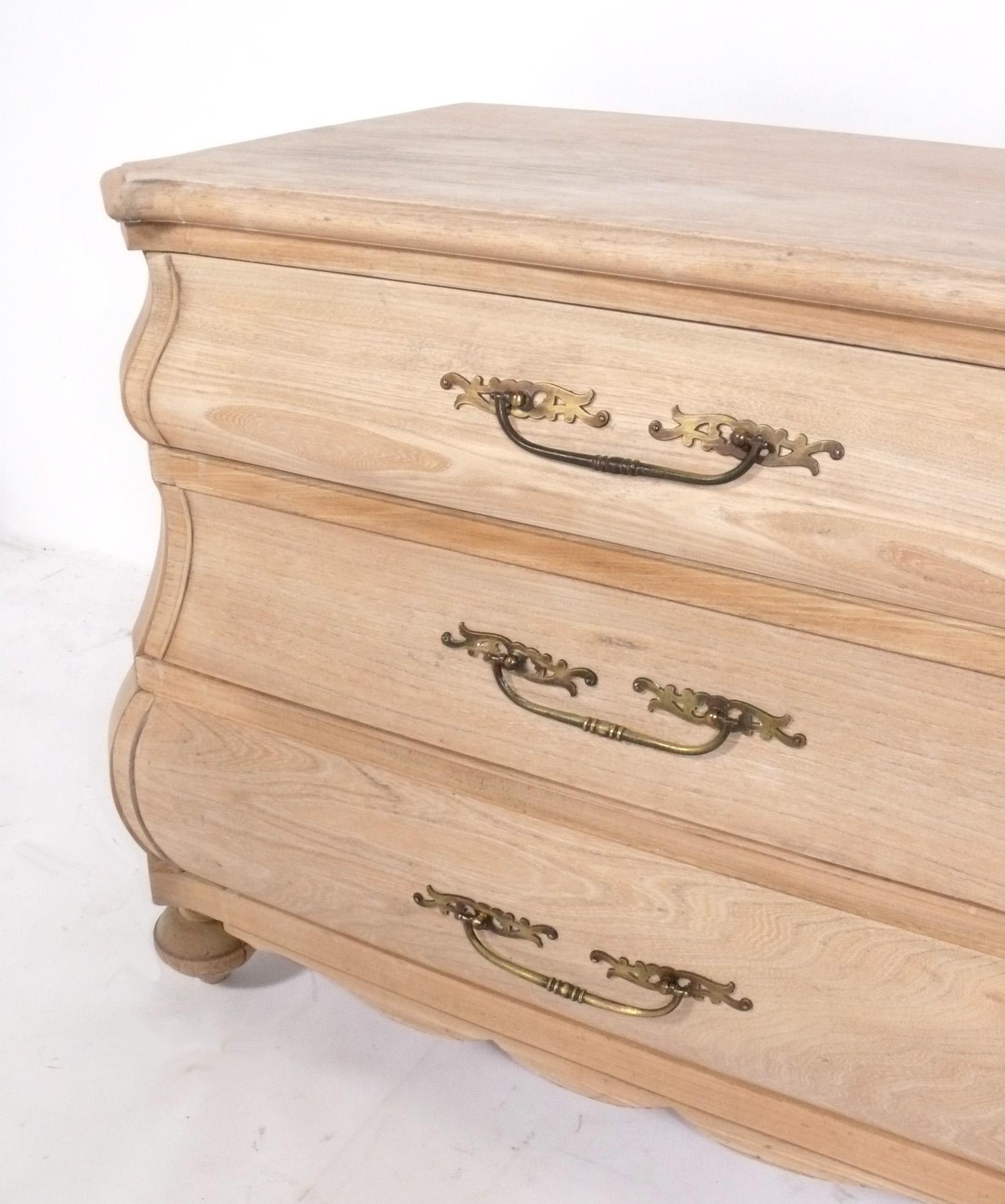 Mid-20th Century Bleached Oak French Serpentine Chest For Sale