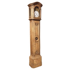 Cassa dell'orologio Horloge De Parquet in Oak sbiancato di Liegi, Belgio, 1870 ca.