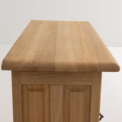 Bleached Oak Nightstand, Brutalist Style, French Design, 1970s