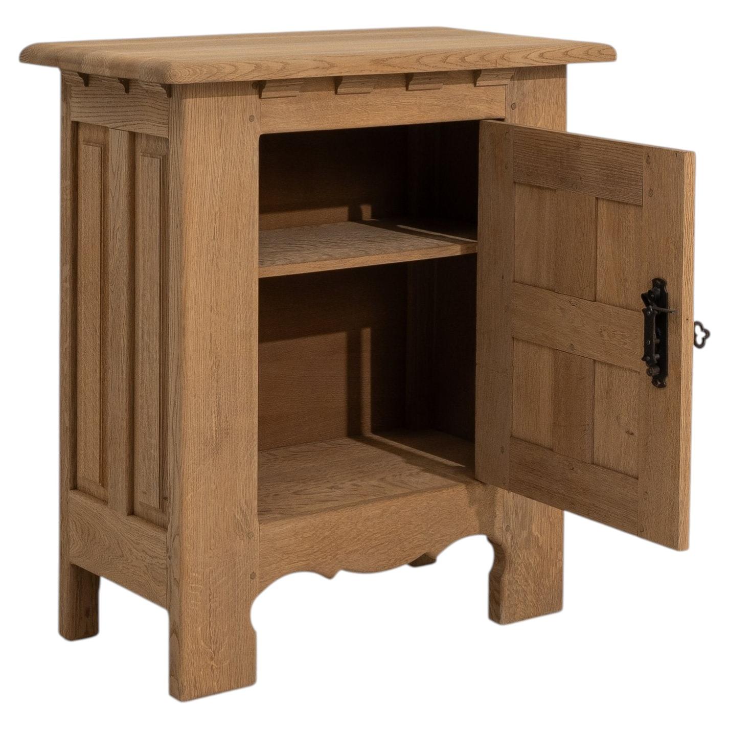 Bleached Oak Nightstand, Brutalist Style, French Design, 1970s For Sale