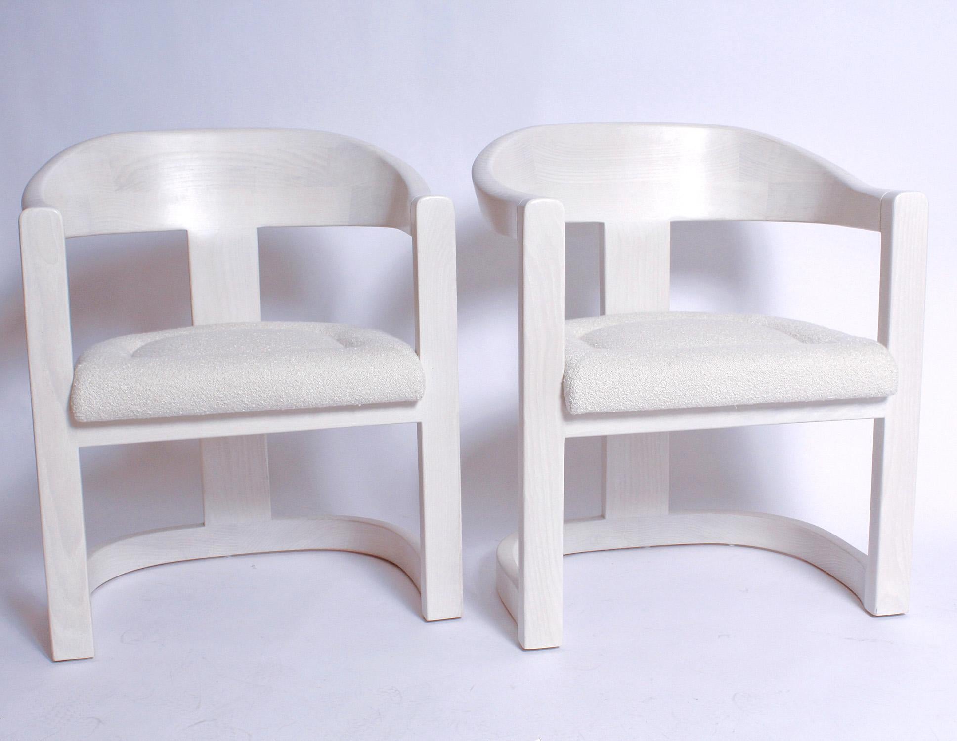 Mid-Century Modern Pair of Signed Springer Bleached Oak Onassis Chairs, 1983 - Two Pairs Available For Sale