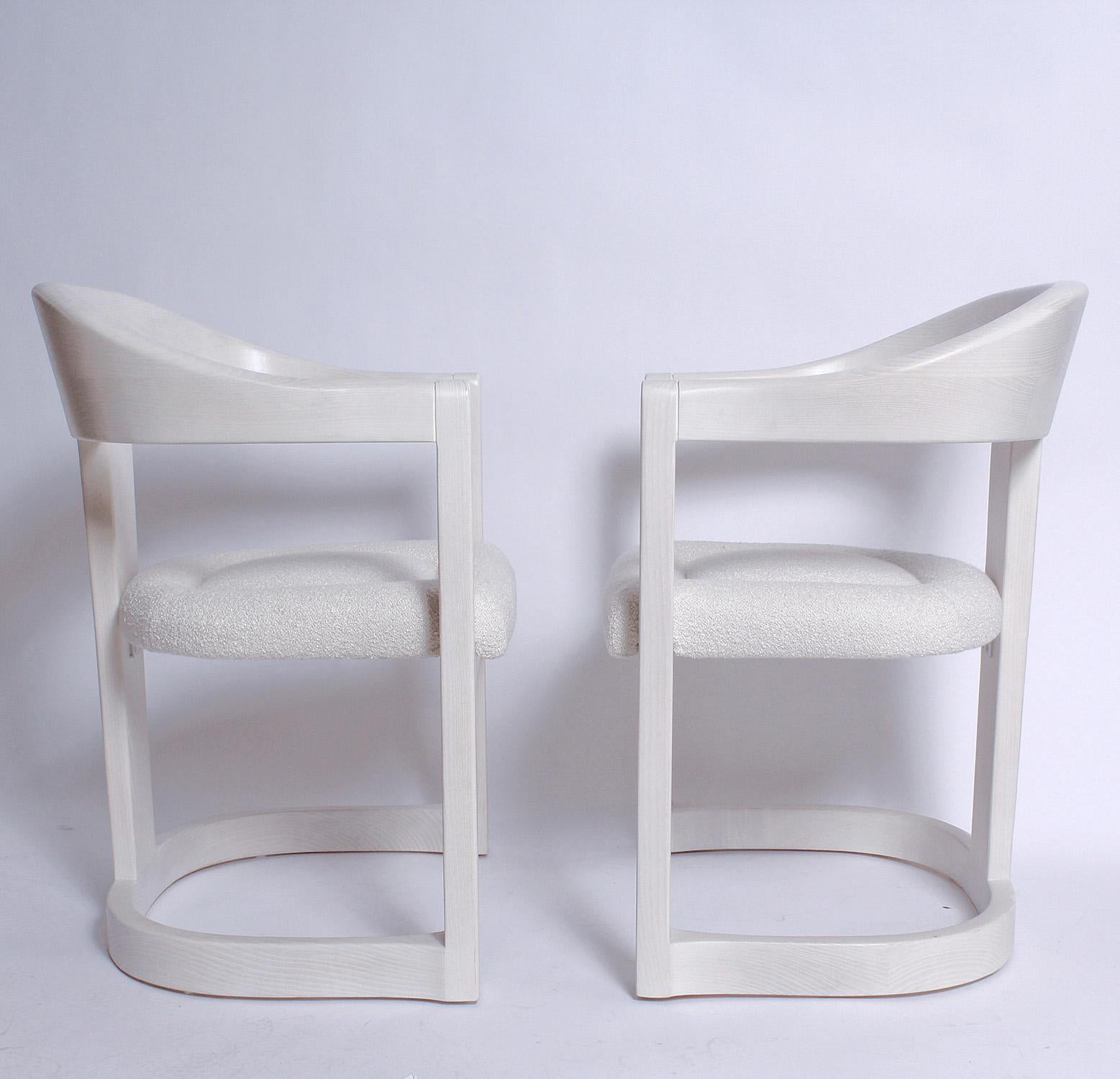 Late 20th Century Pair of Signed Springer Bleached Oak Onassis Chairs, 1983 - Two Pairs Available For Sale