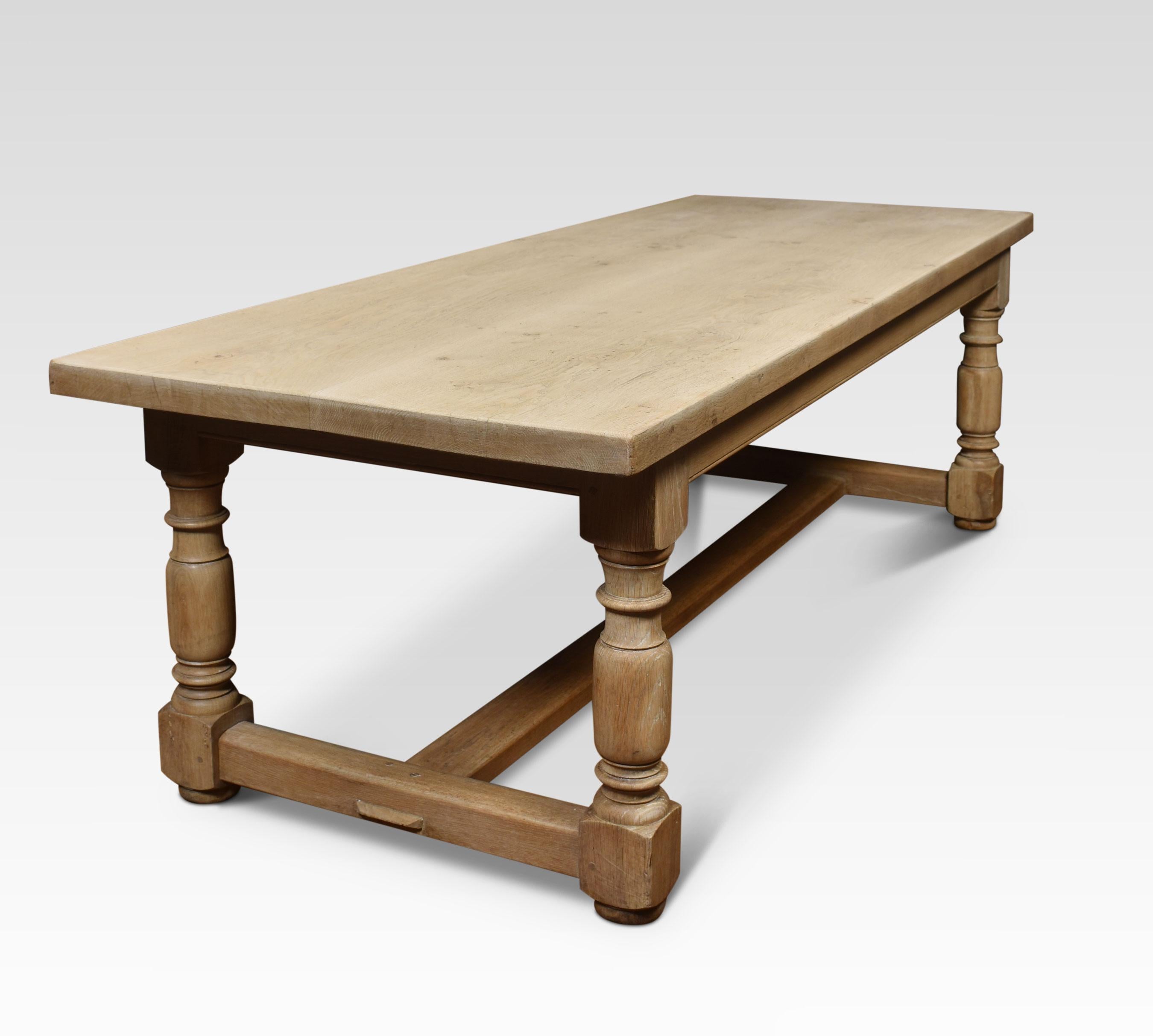 19th Century Bleached Oak Plank Top Refectory Table