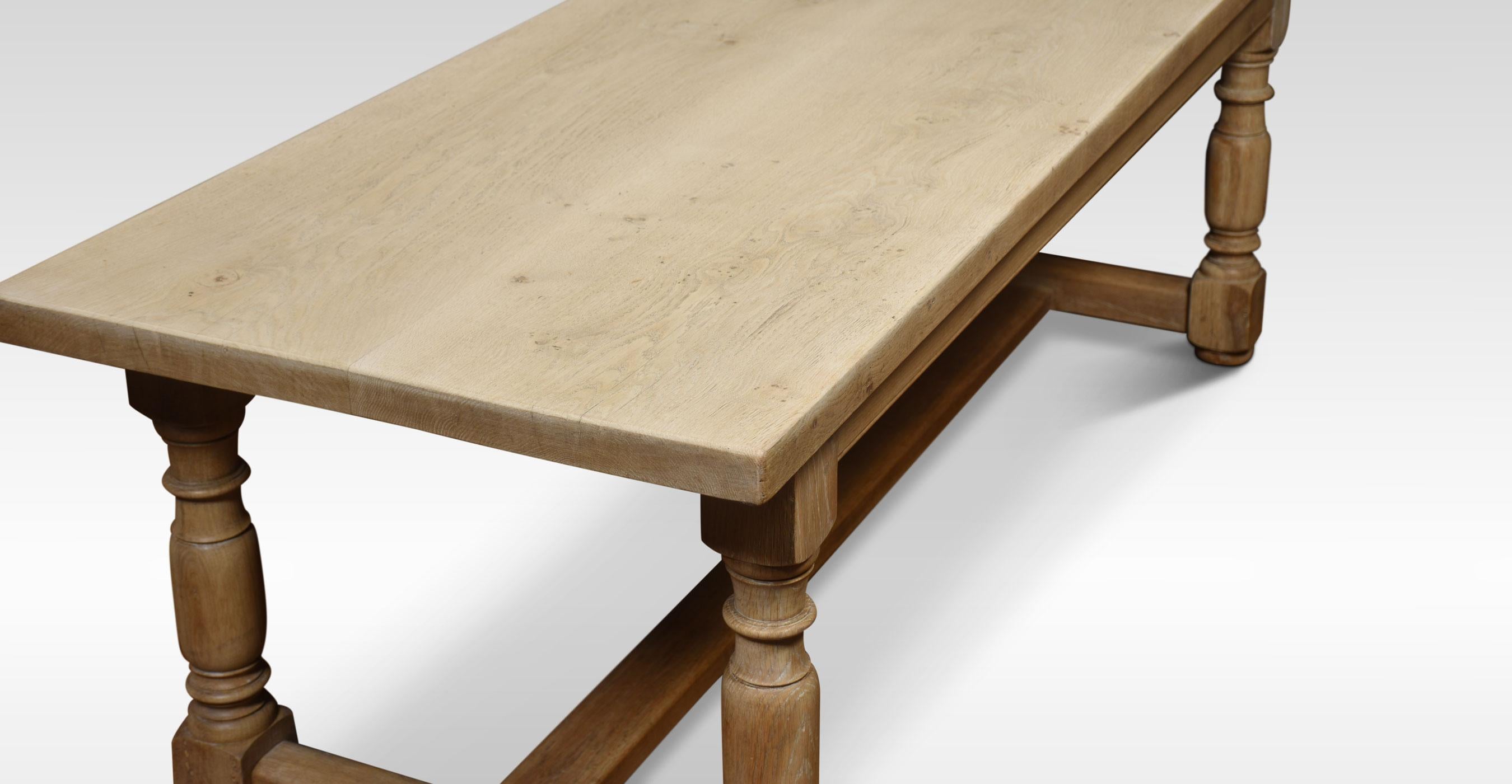 Bleached Oak Plank Top Refectory Table 1