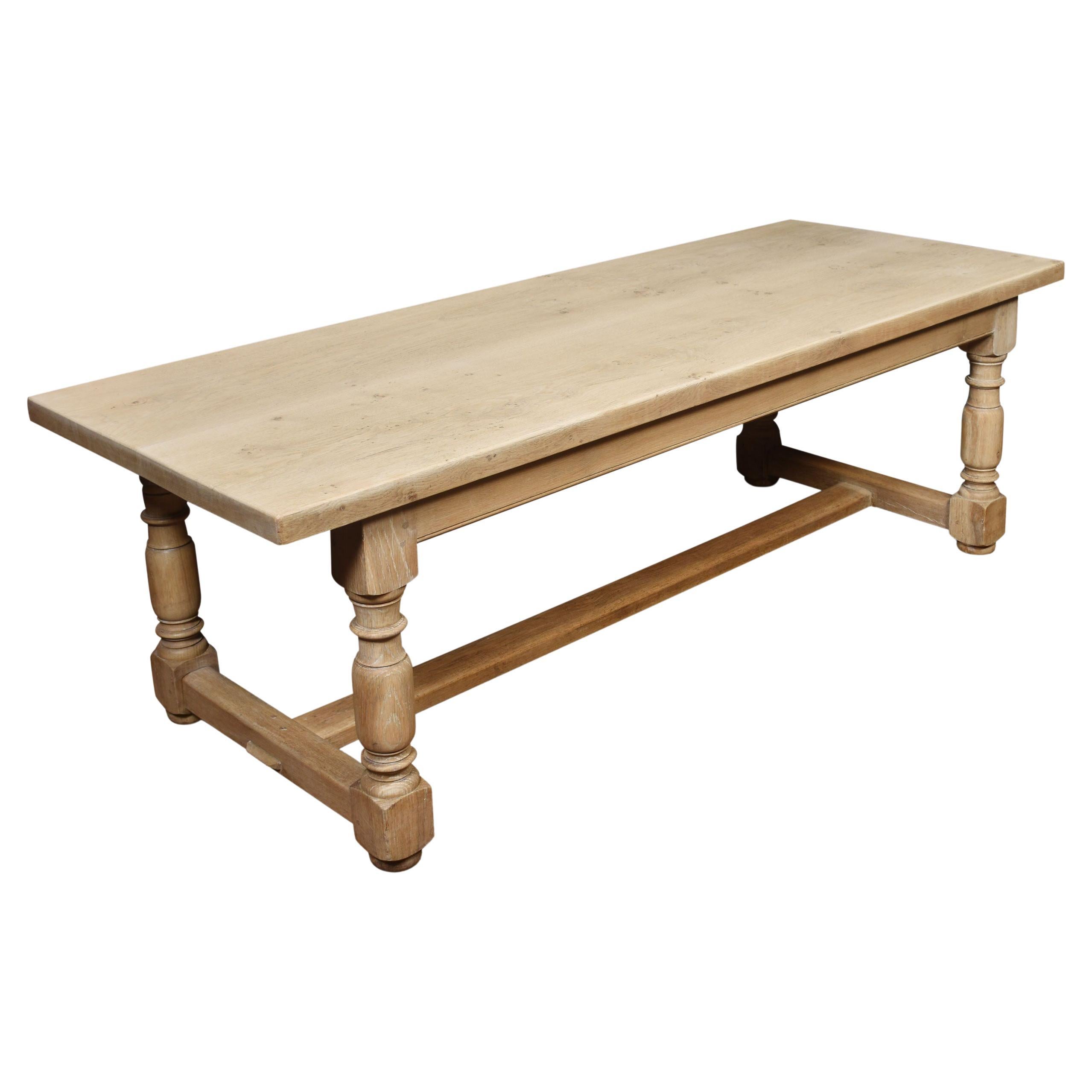 Bleached Oak Plank Top Refectory Table
