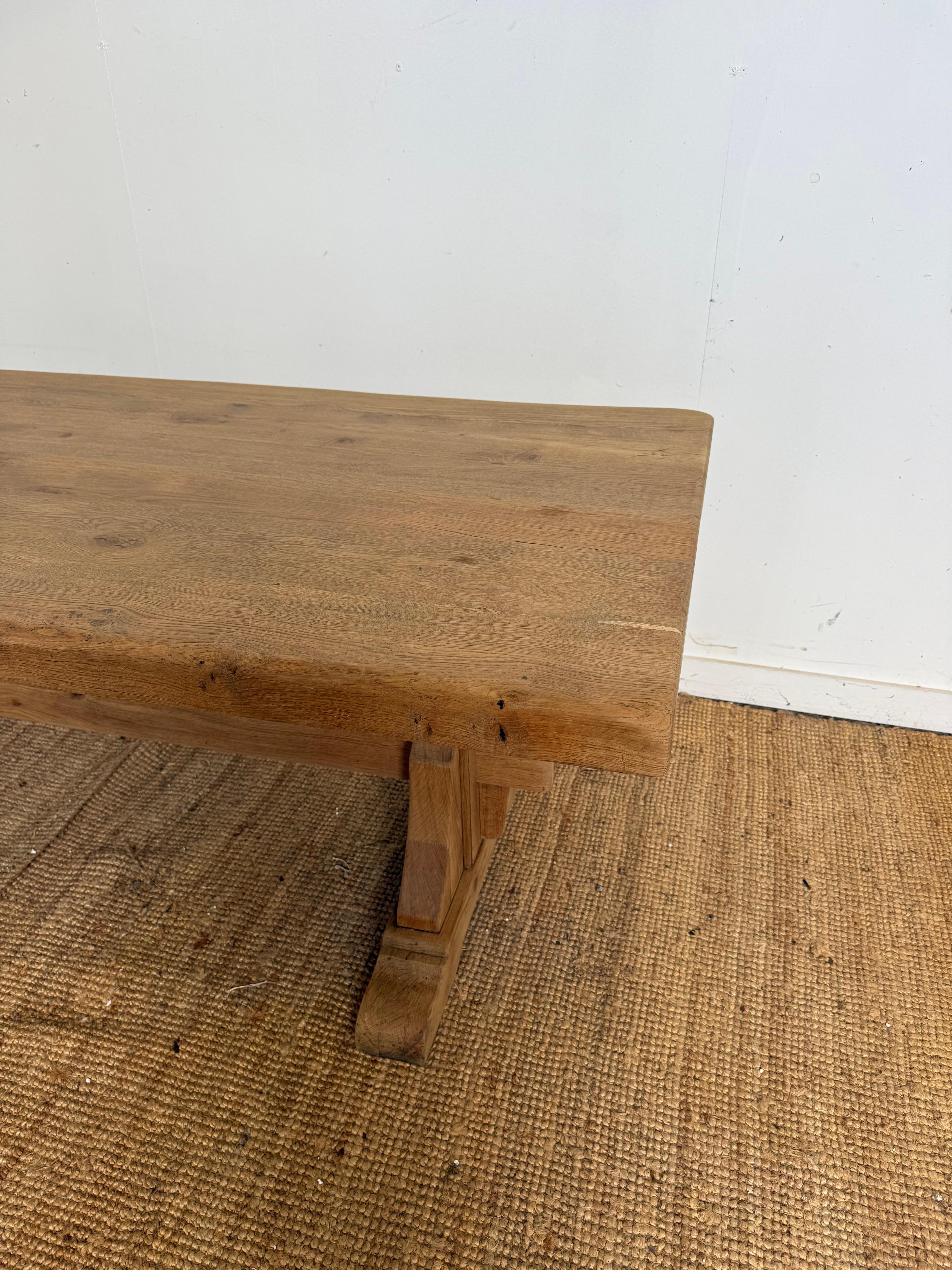 Large washed and scrubbed oak refectory table 

French circa 1920's 

can dismantle for ease of transportation / delivery 

height 29.5 inches or 75 cms 

width 35 inches or 90 cms 

length 98.5 inches or 250 cms 
