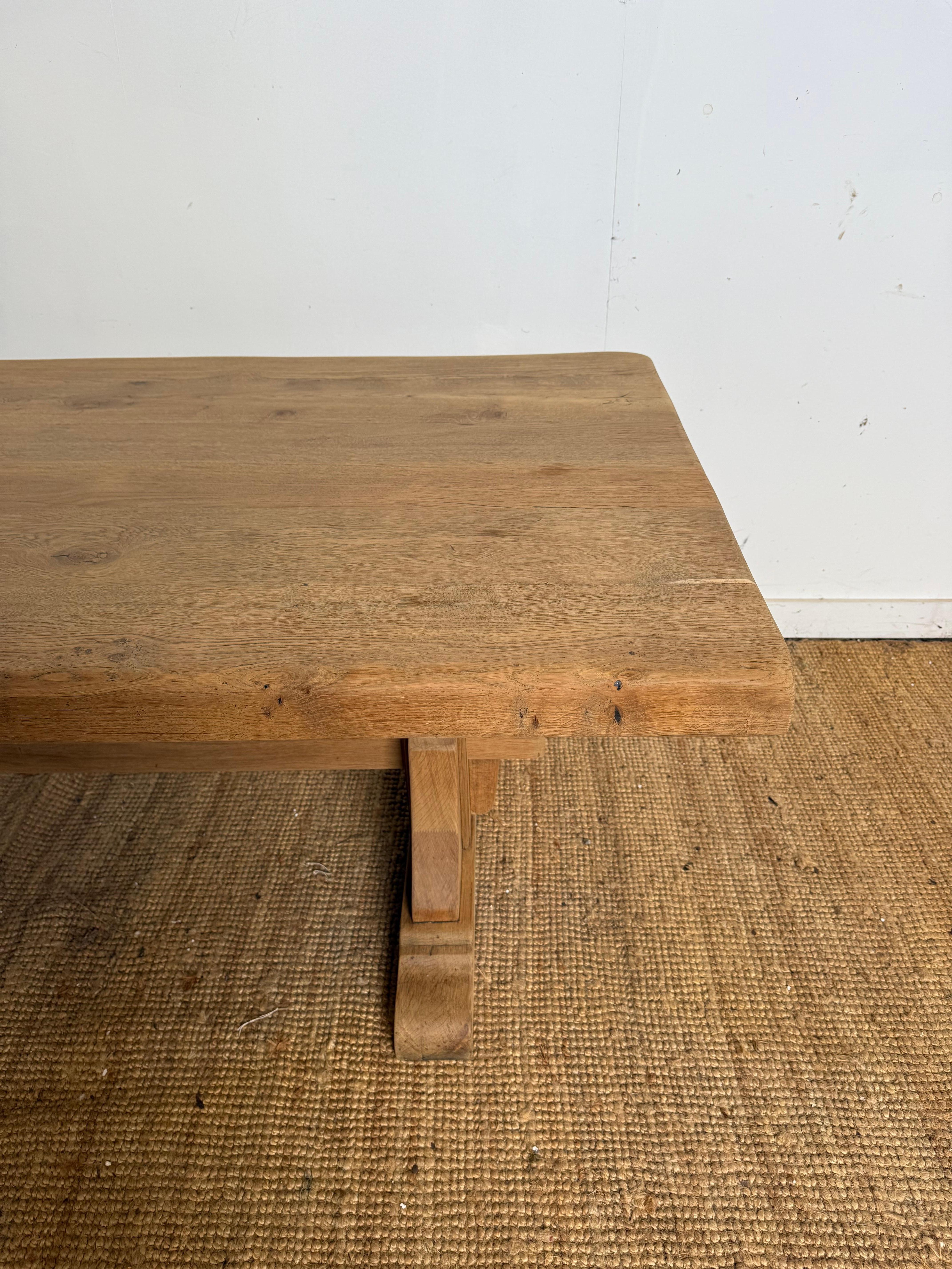 French Bleached oak refectory table For Sale