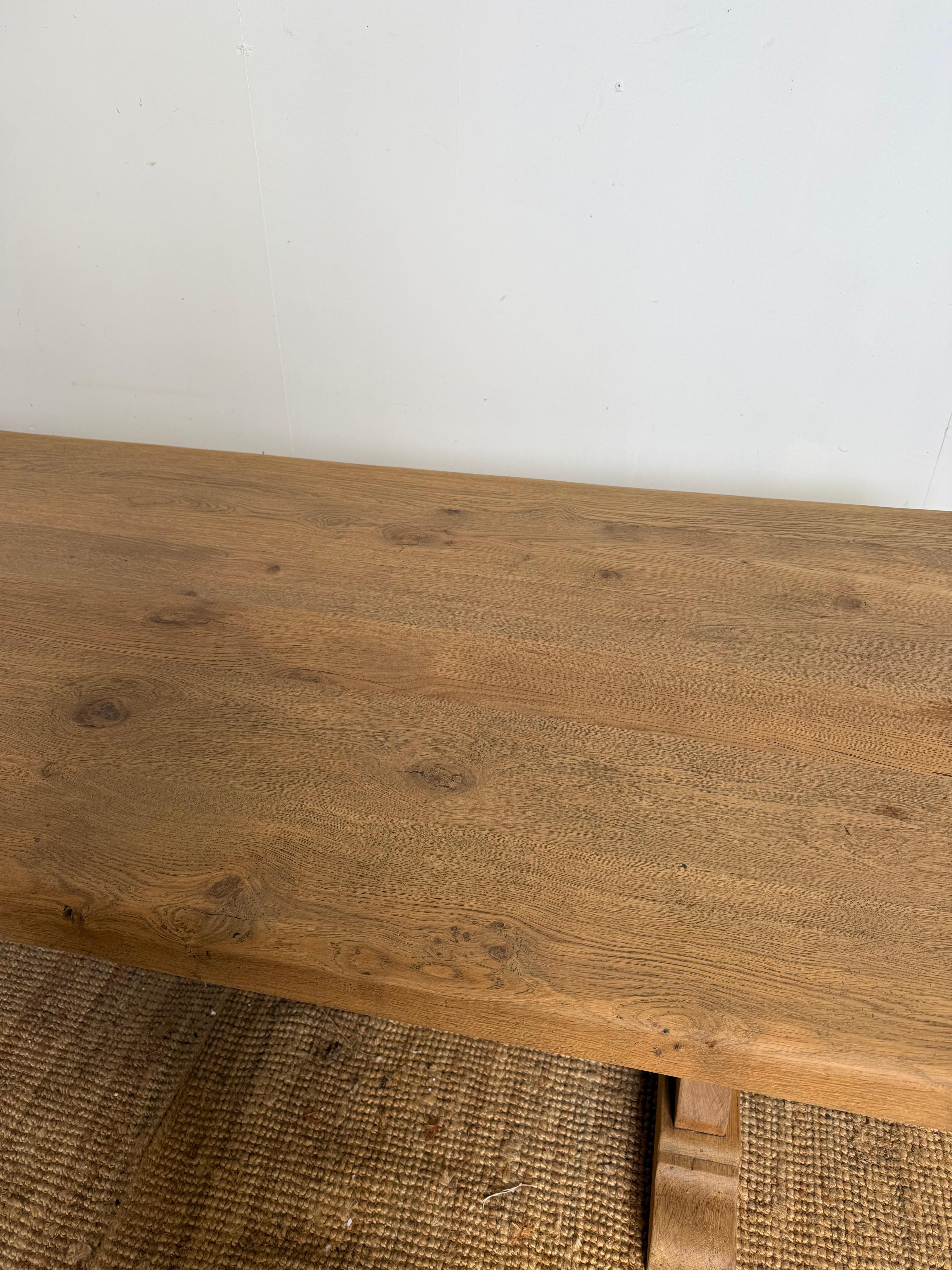 Oak Bleached oak refectory table For Sale