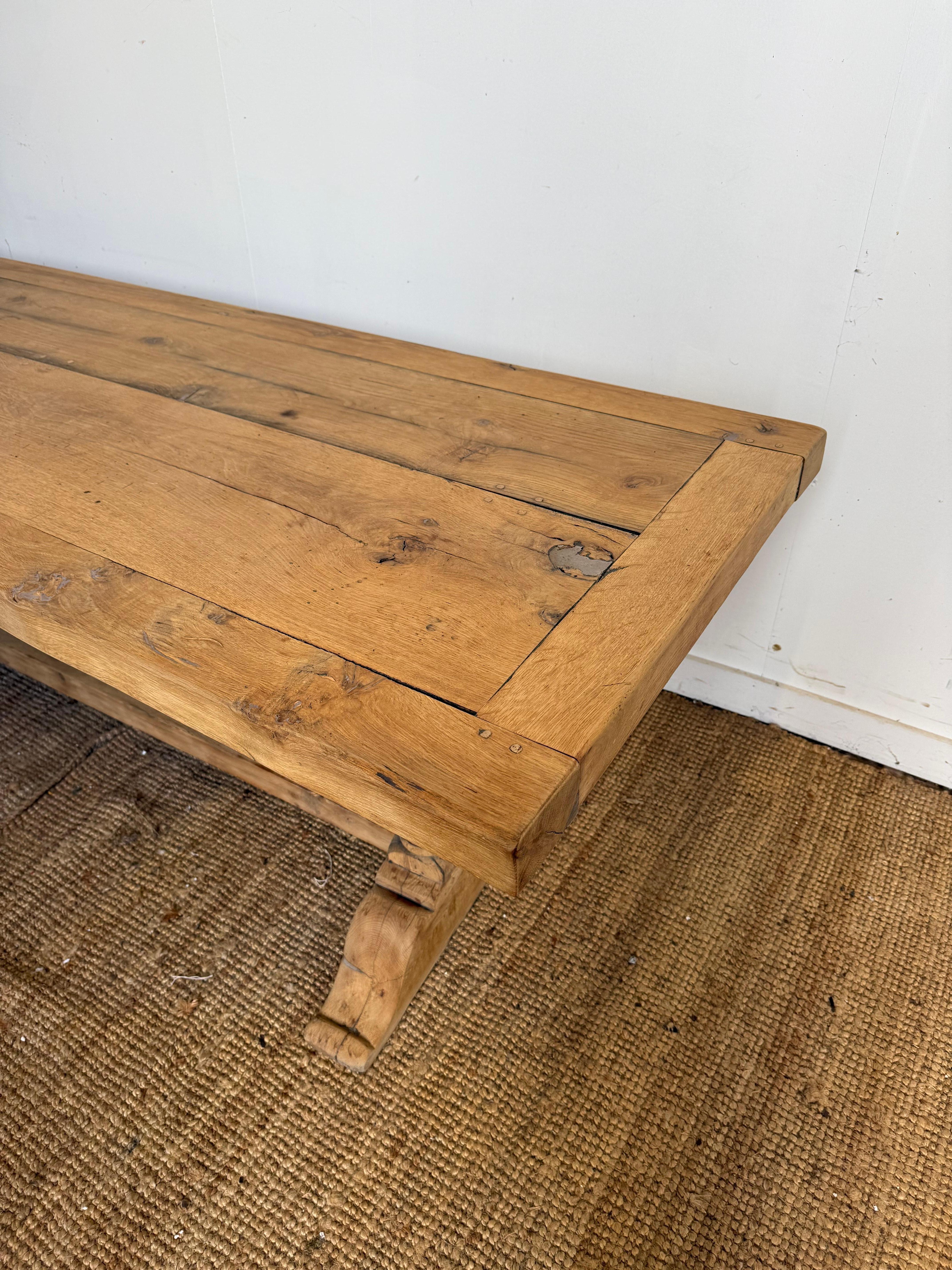 French Bleached oak refectory table in the Louis XVI style For Sale