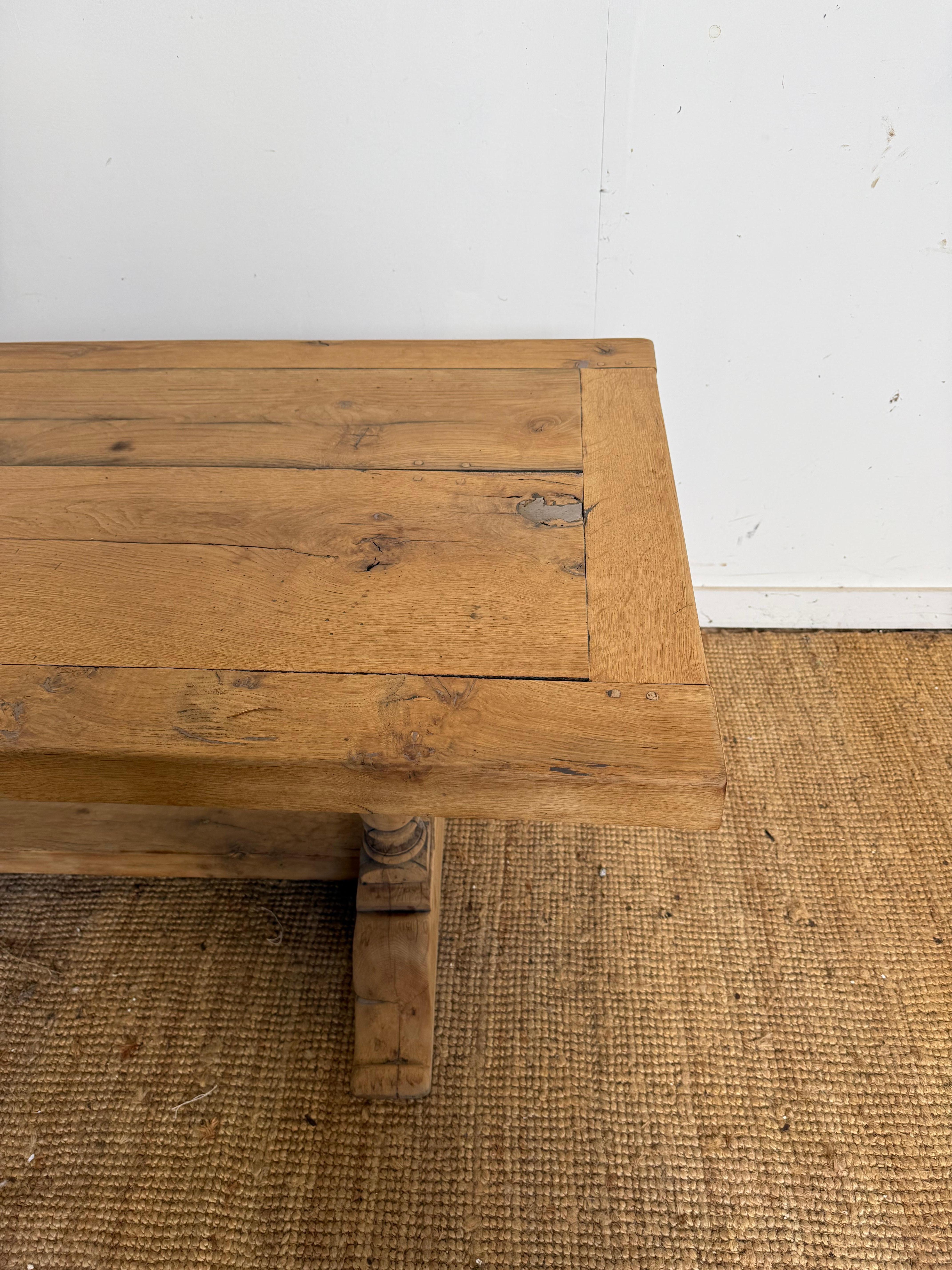 Bleached oak refectory table in the Louis XVI style In Fair Condition For Sale In Budleigh Salterton, GB