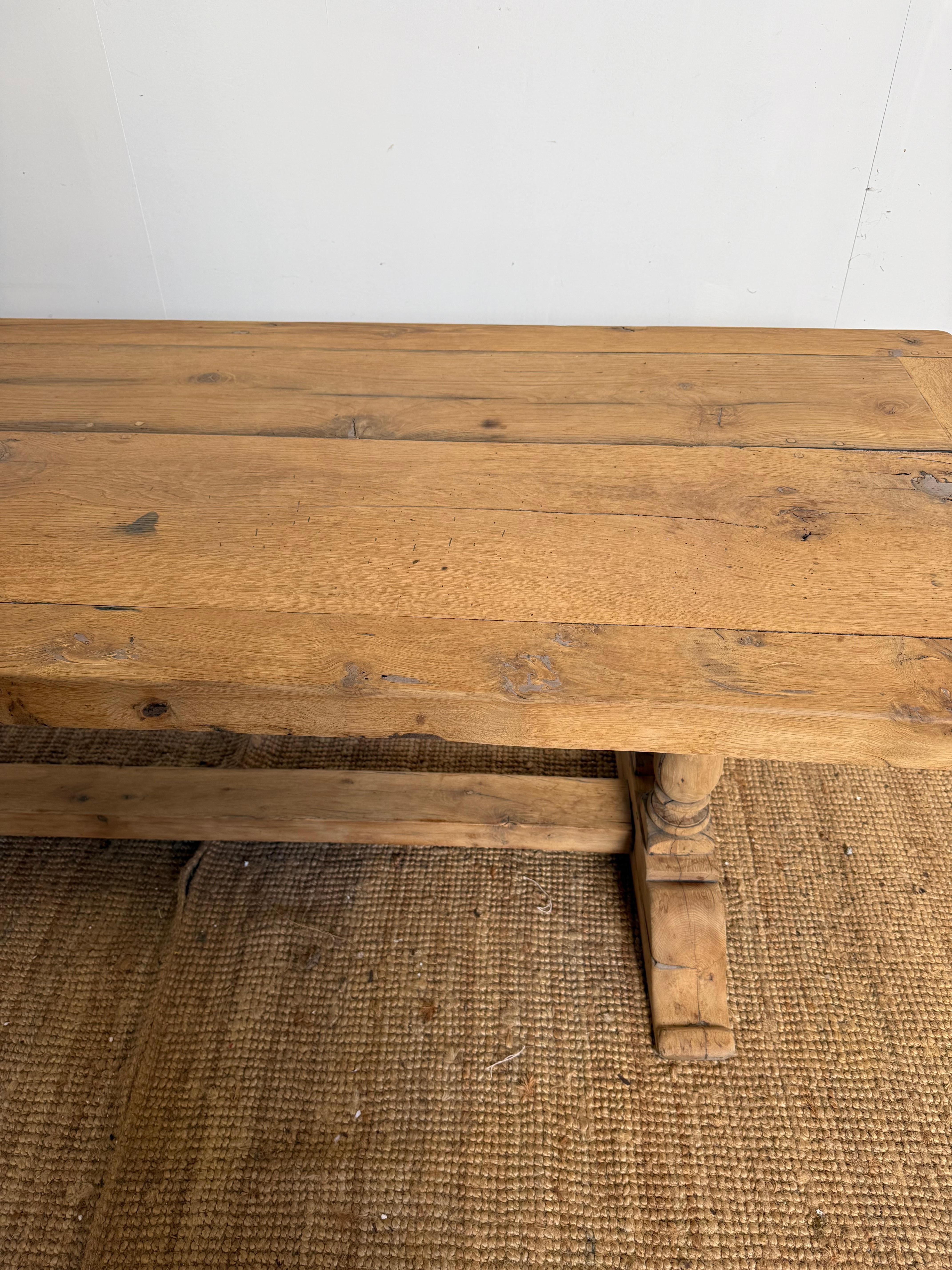 Mid-20th Century Bleached oak refectory table in the Louis XVI style For Sale