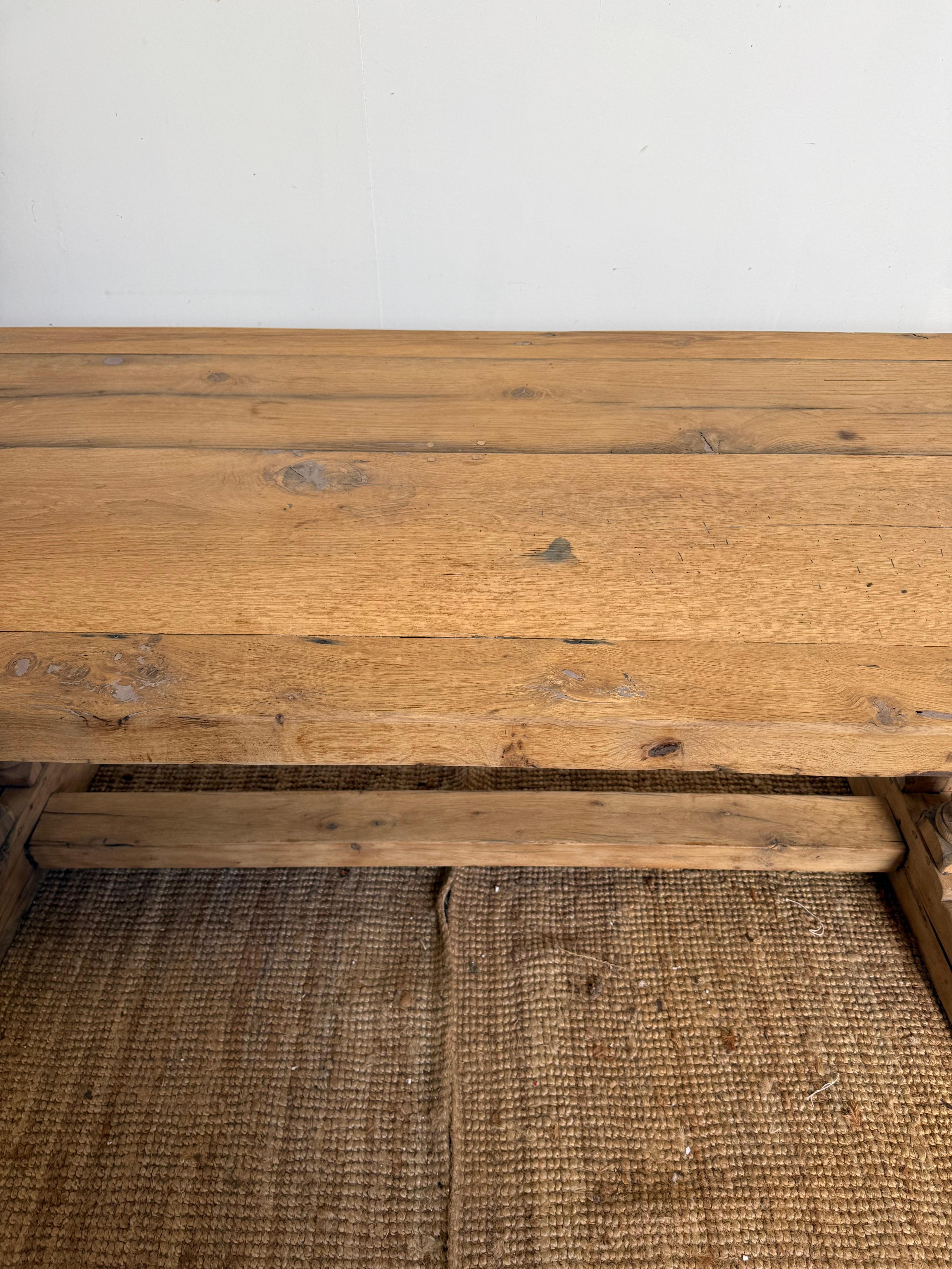 Oak Bleached oak refectory table in the Louis XVI style For Sale