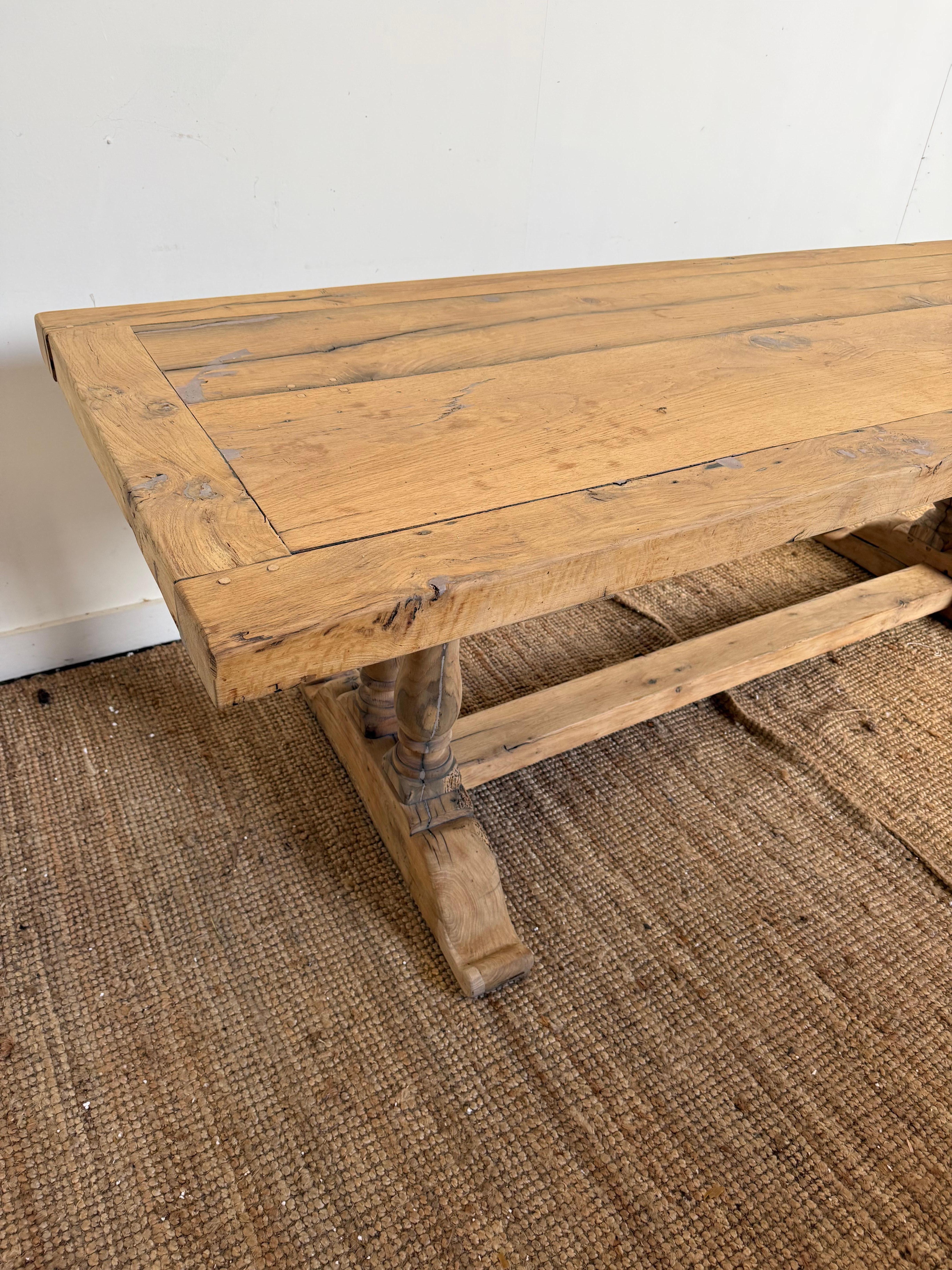 Bleached oak refectory table in the Louis XVI style For Sale 3