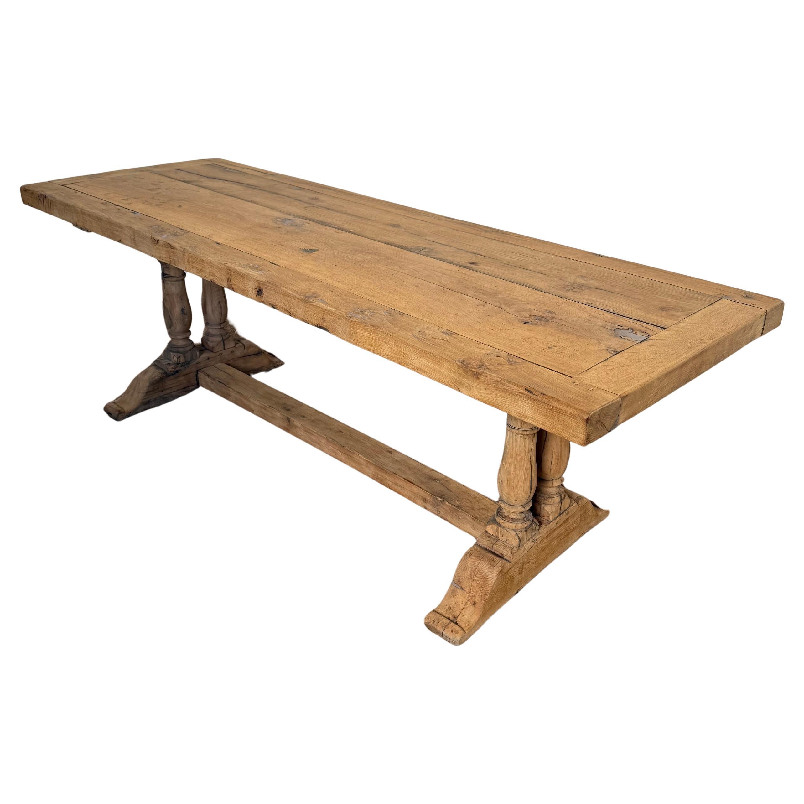 Bleached oak refectory table in the Louis XVI style