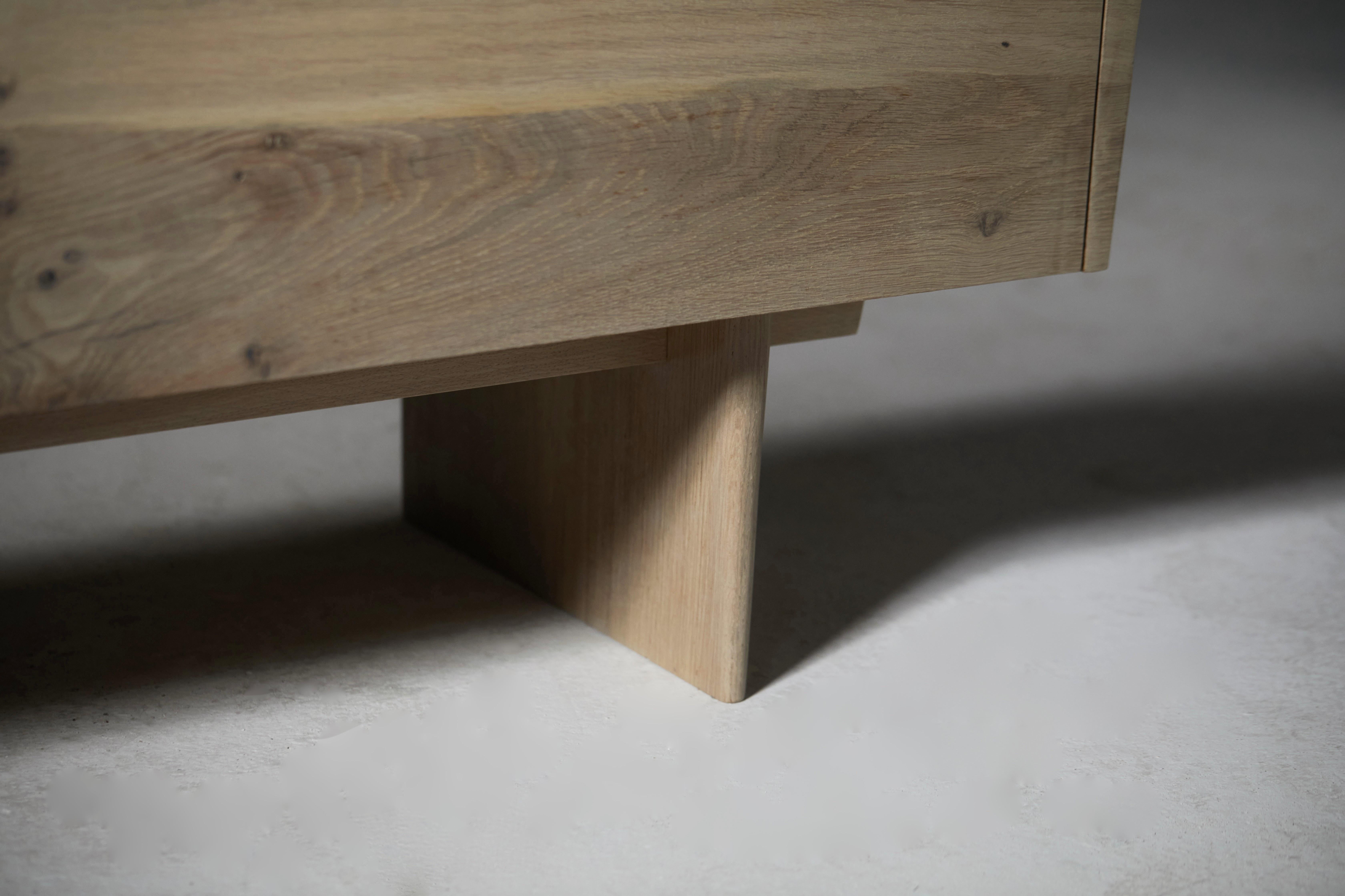 Bleached oak side chest of drawers with asymmetrical sides by Jonathan Field For Sale 4