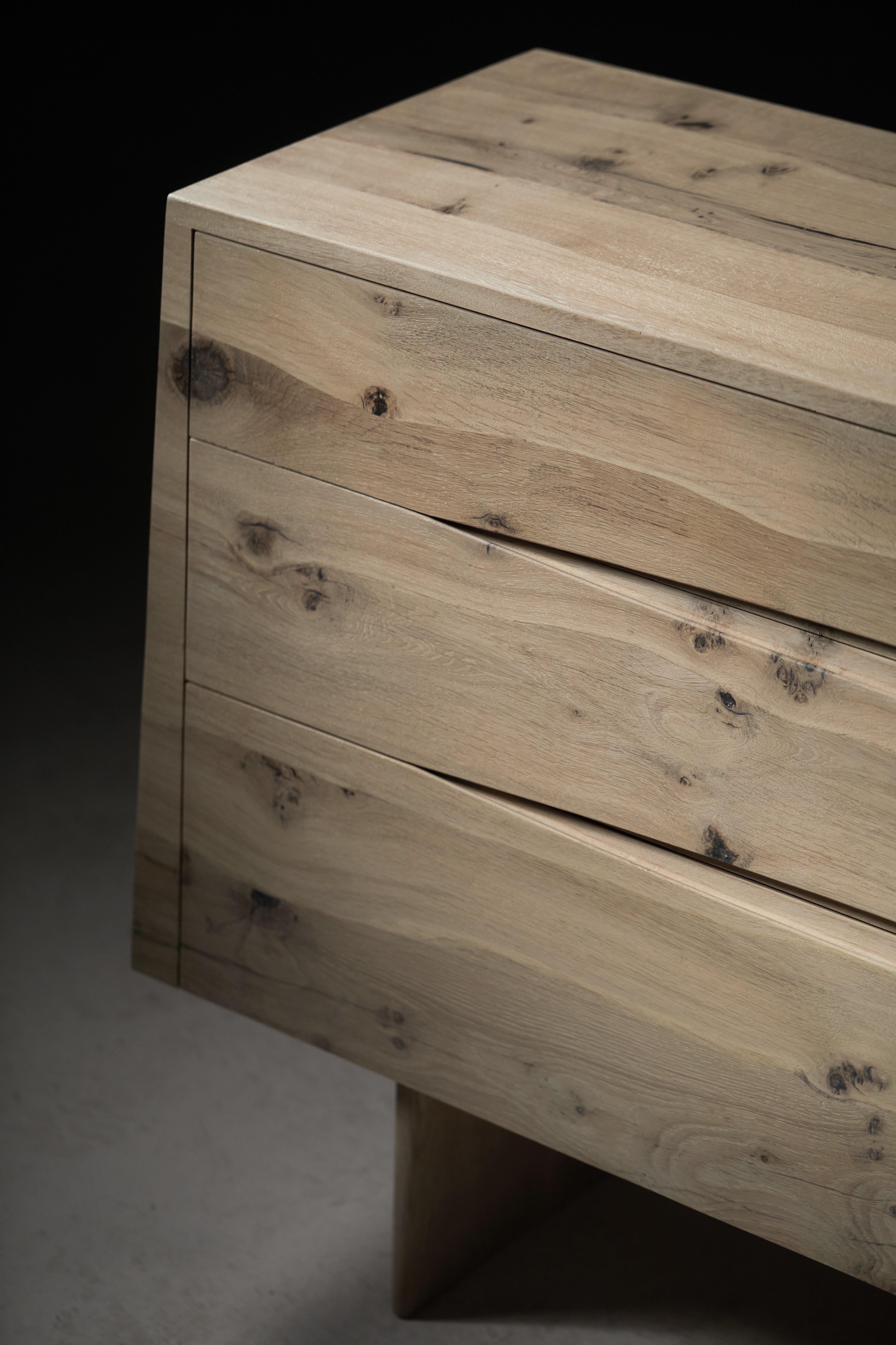 Bleached oak side chest of drawers with asymmetrical sides by Jonathan Field For Sale 5