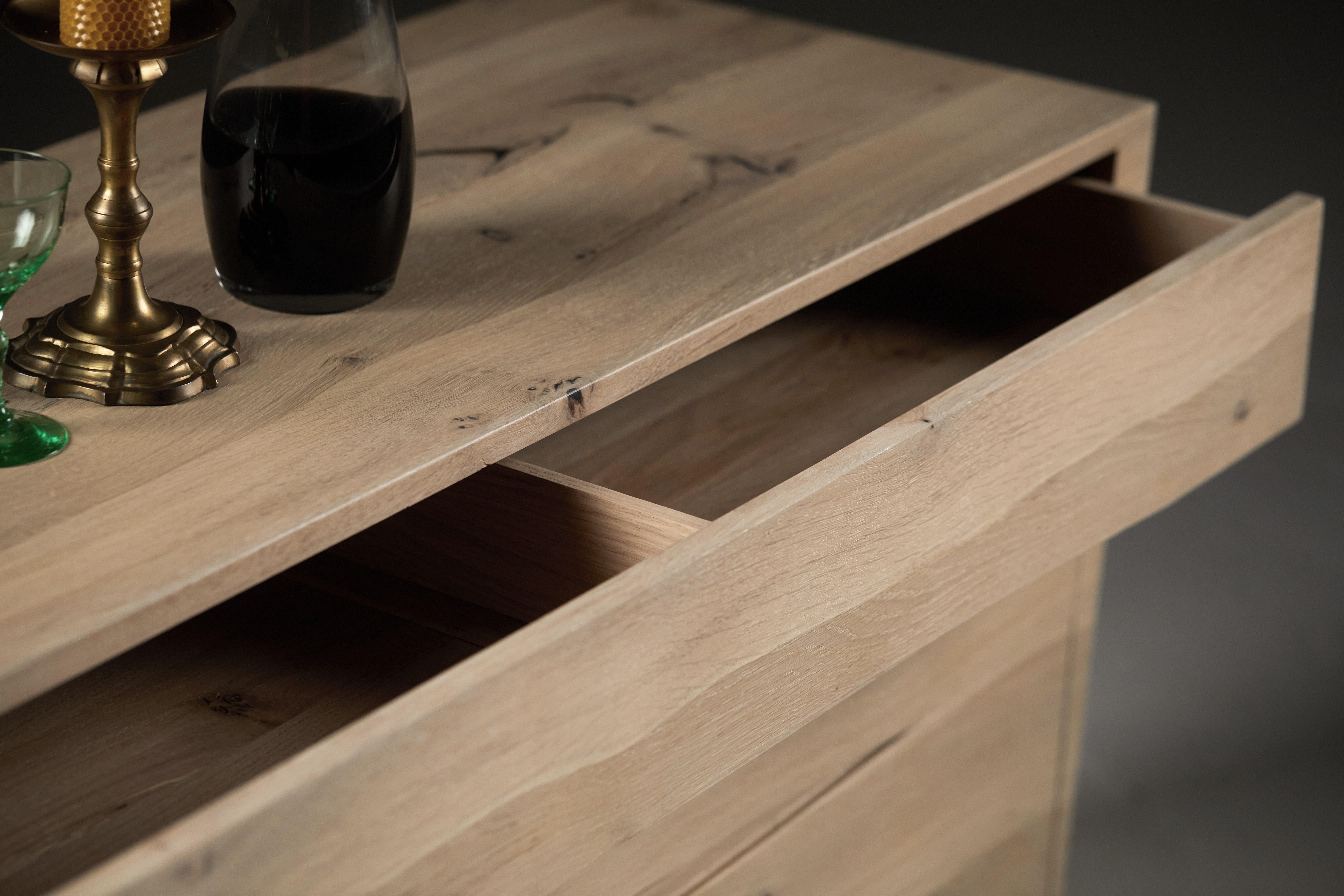 Contemporary Bleached oak side chest of drawers with asymmetrical sides by Jonathan Field For Sale